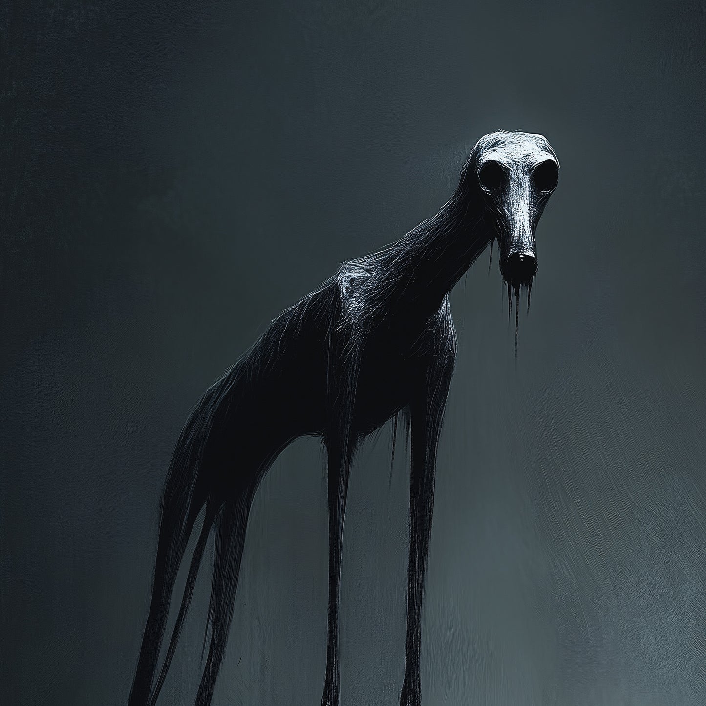 Creepy Slender Dog Strolling Alone - Dark Fine Art - Gothic Wall Art - Spooky Poster Print