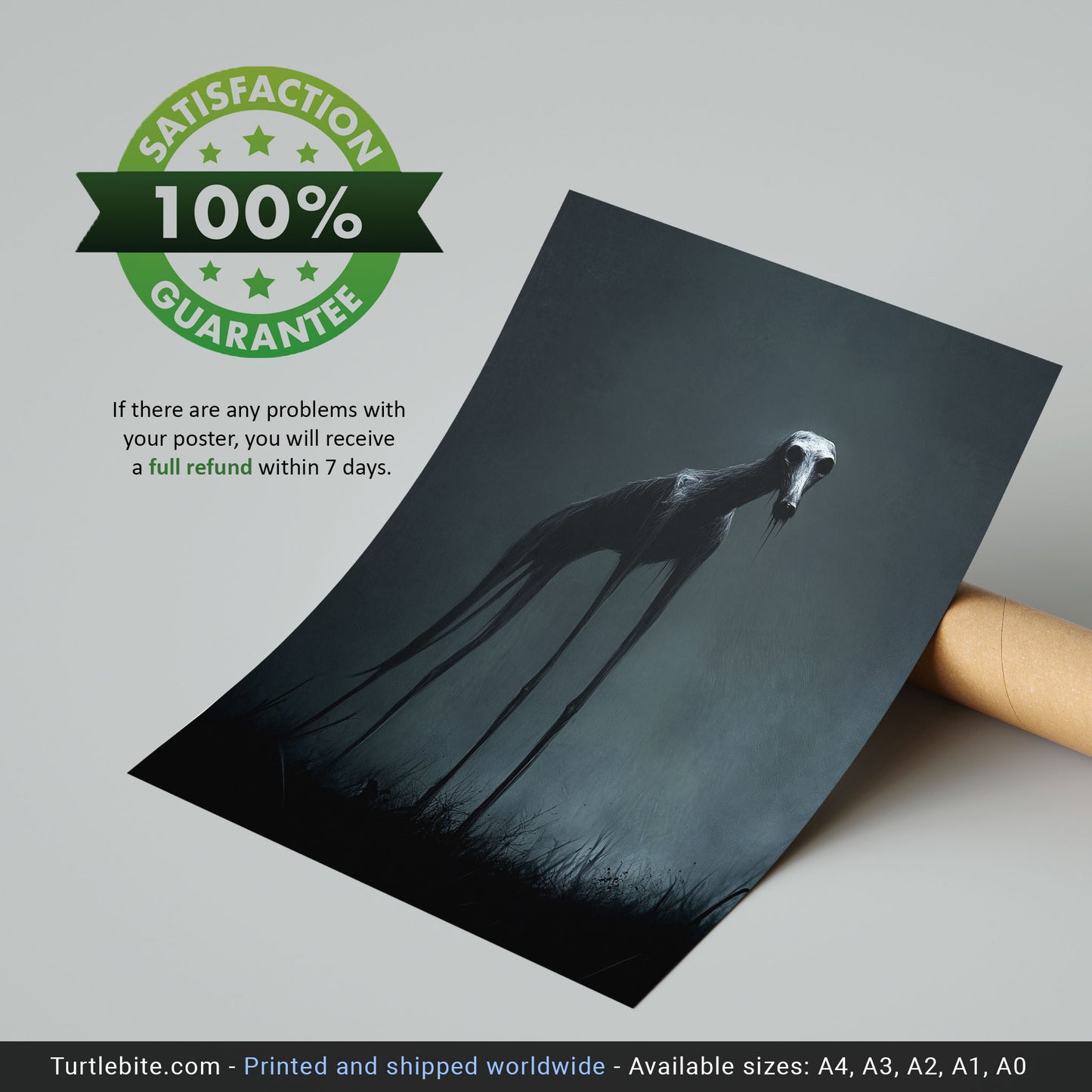 Creepy Slender Dog Strolling Alone - Dark Fine Art - Gothic Wall Art - Spooky Poster Print