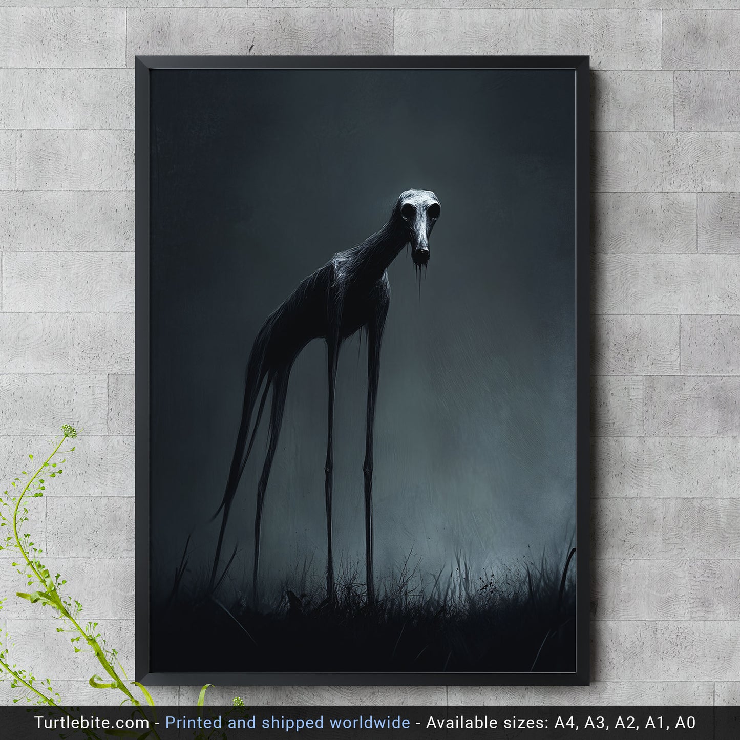 Creepy Slender Dog Strolling Alone - Dark Fine Art - Gothic Wall Art - Spooky Poster Print