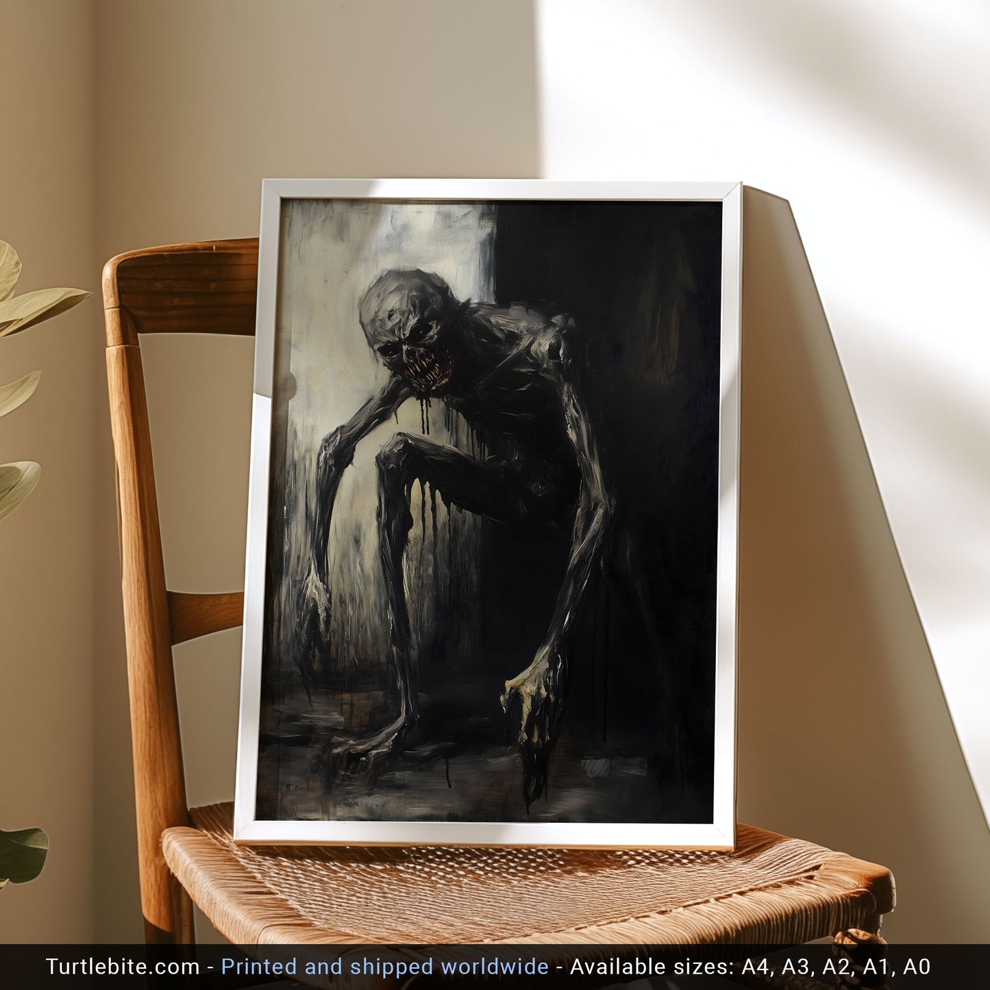 Dark Eerie Gritty Oil Painting of a Scary Creature Poster | Dark Scary Wall Art Painting Print