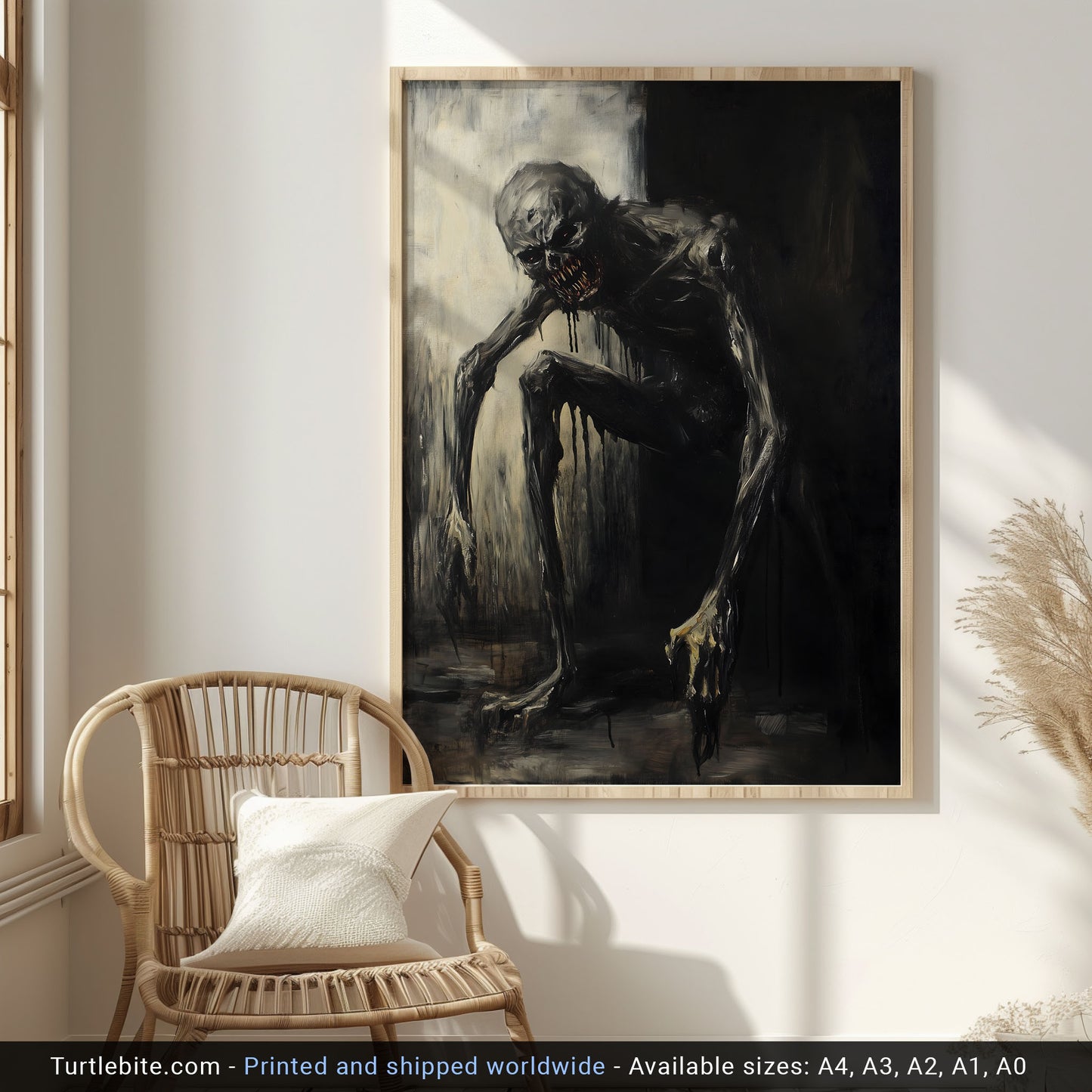 Dark Eerie Gritty Oil Painting of a Scary Creature Poster | Dark Scary Wall Art Painting Print