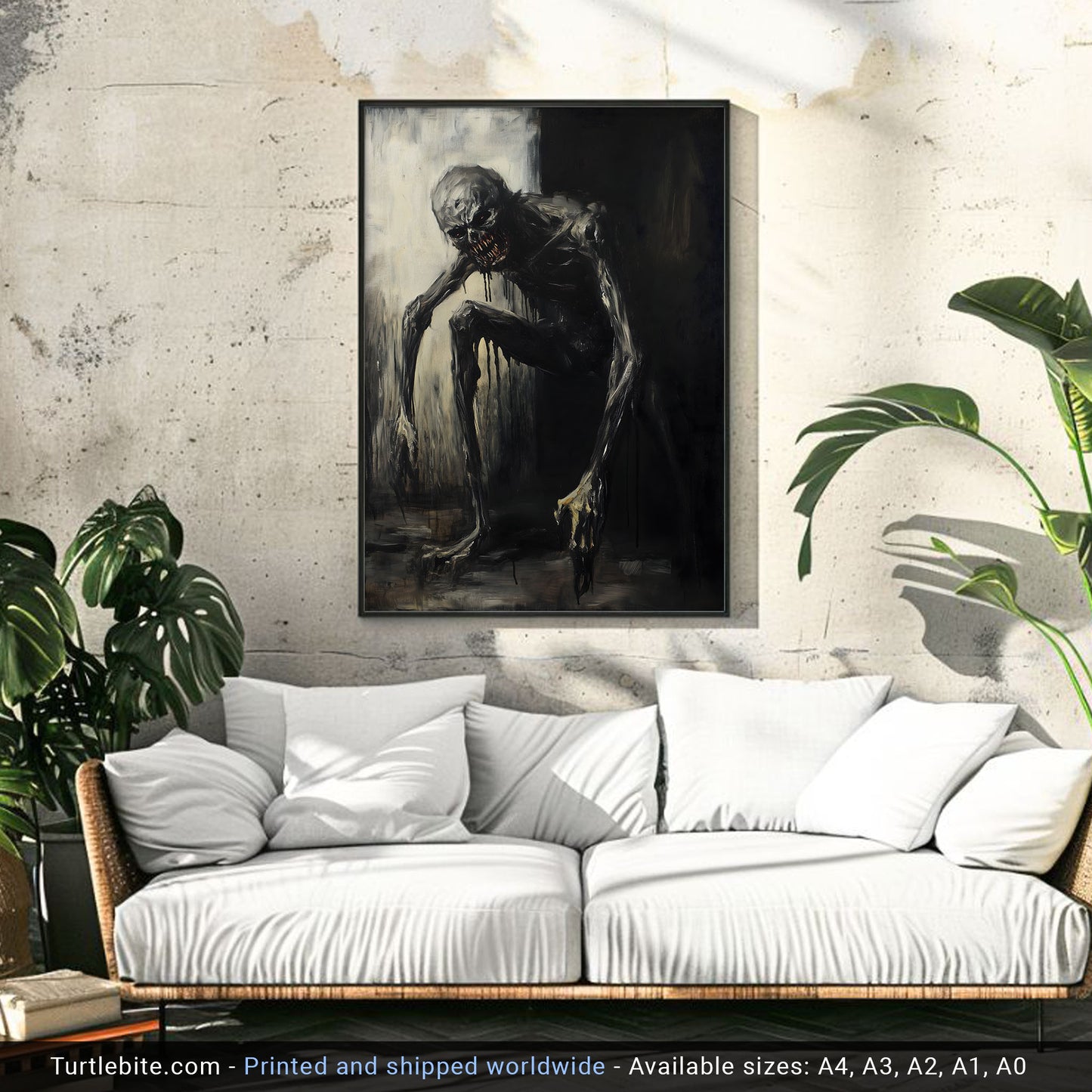 Dark Eerie Gritty Oil Painting of a Scary Creature Poster | Dark Scary Wall Art Painting Print