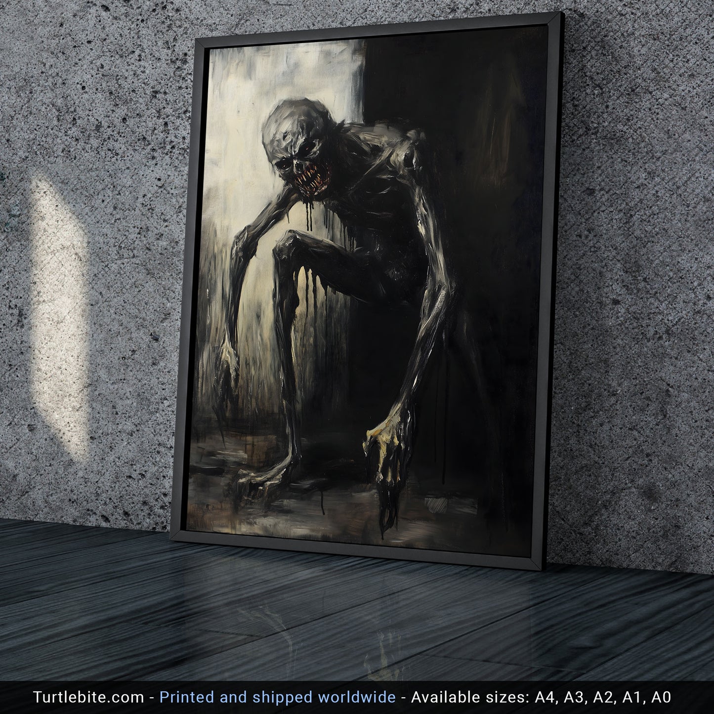 Dark Eerie Gritty Oil Painting of a Scary Creature Poster | Dark Scary Wall Art Painting Print