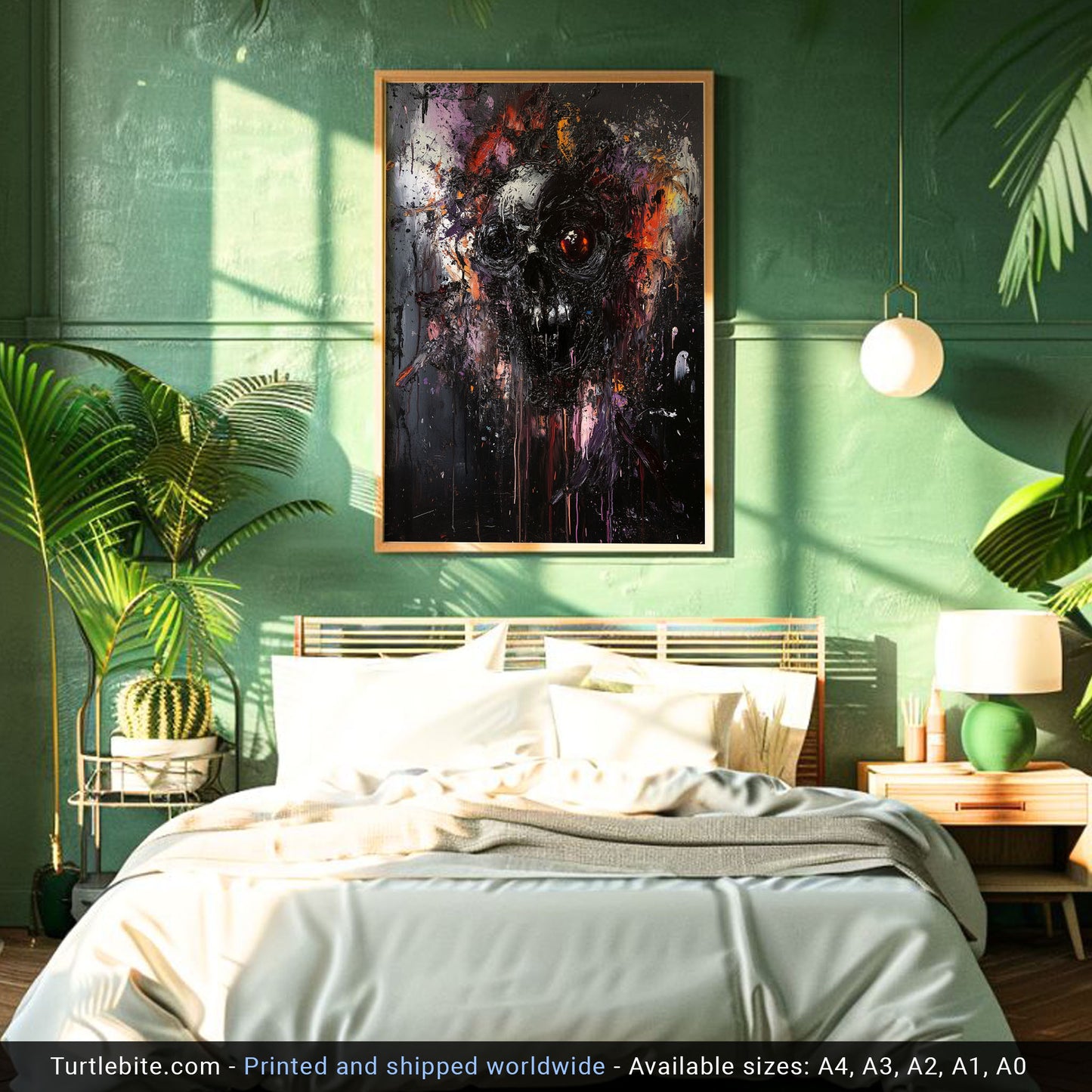 Dark Abstract Gritty Skull Oil Painting Poster | Whimsical Dark Aesthetic Wall Art for Living Room