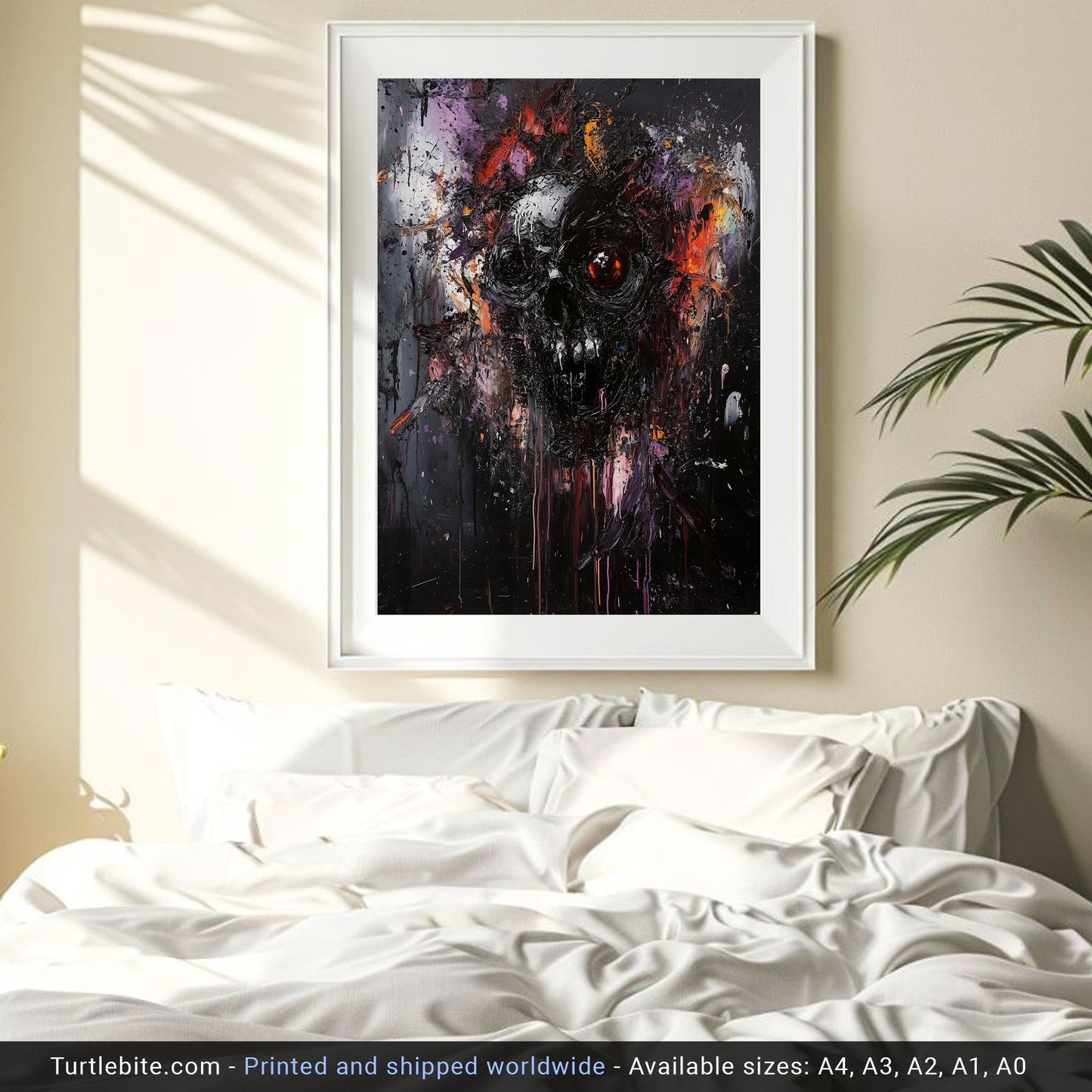 Dark Abstract Gritty Skull Oil Painting Poster | Whimsical Dark Aesthetic Wall Art for Living Room