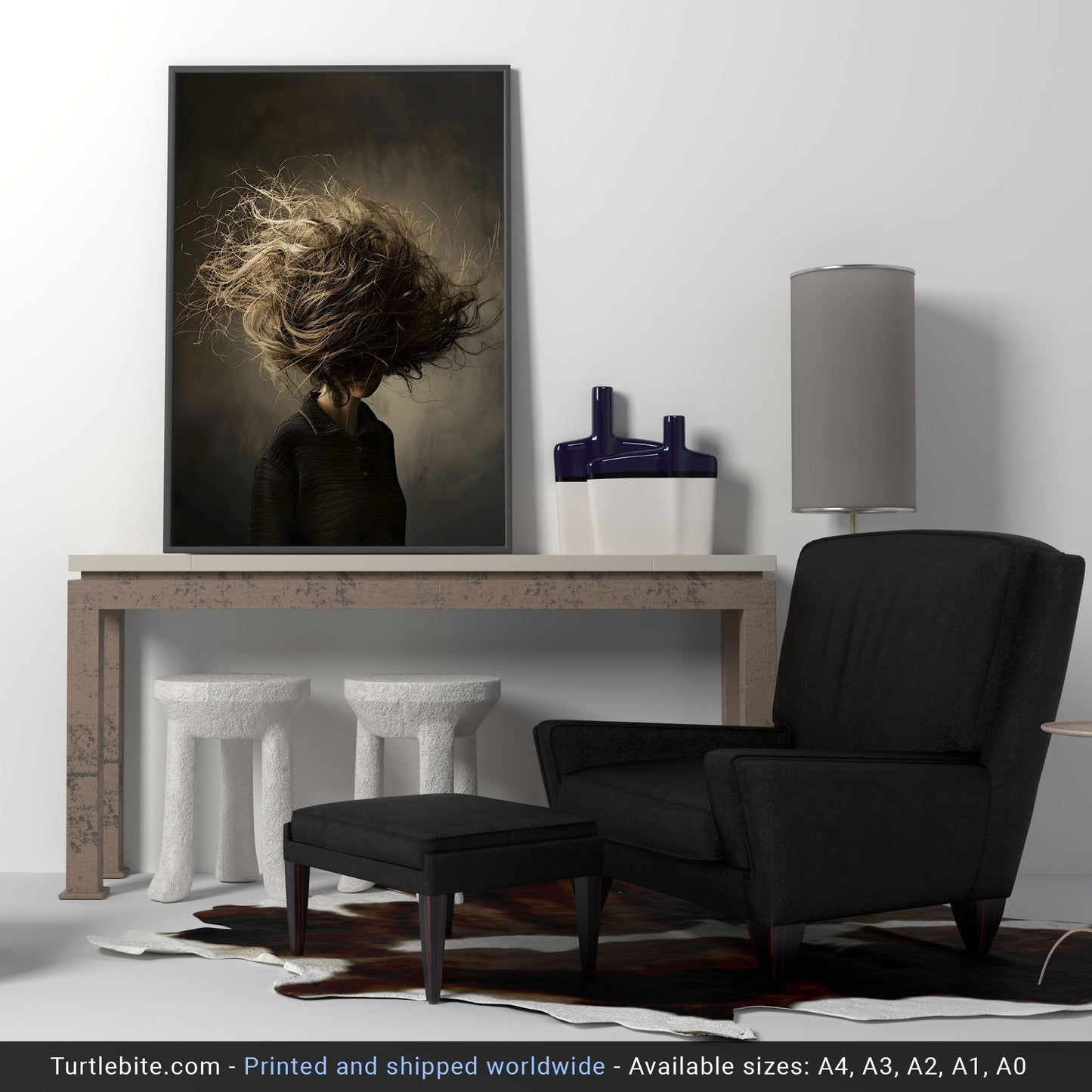 Dark Art Print for Those Bad Hair Days - Quirky Poster for Fun Decor