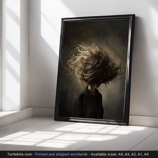 Dark Art Print for Those Bad Hair Days - Quirky Poster for Fun Decor