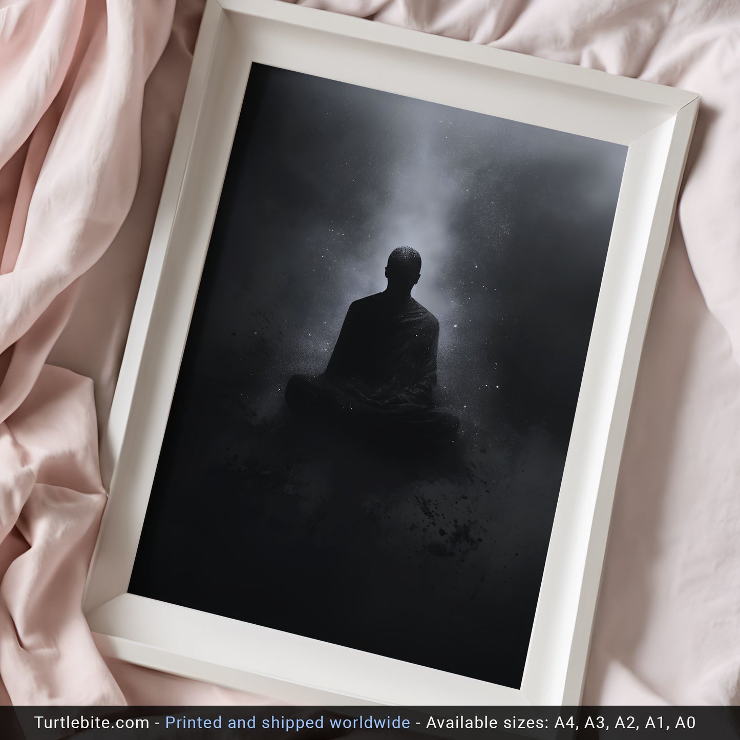 Dark Floating Yogi Painting Poster | Black and White Poster Art Print