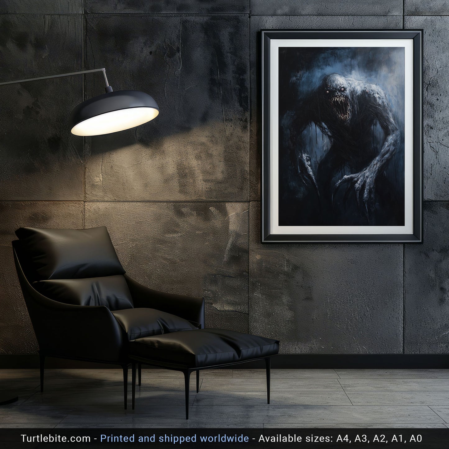 Dark Grey Soul Oil Painting - Spooky Gothic Wall Art - Eerie Creature Print