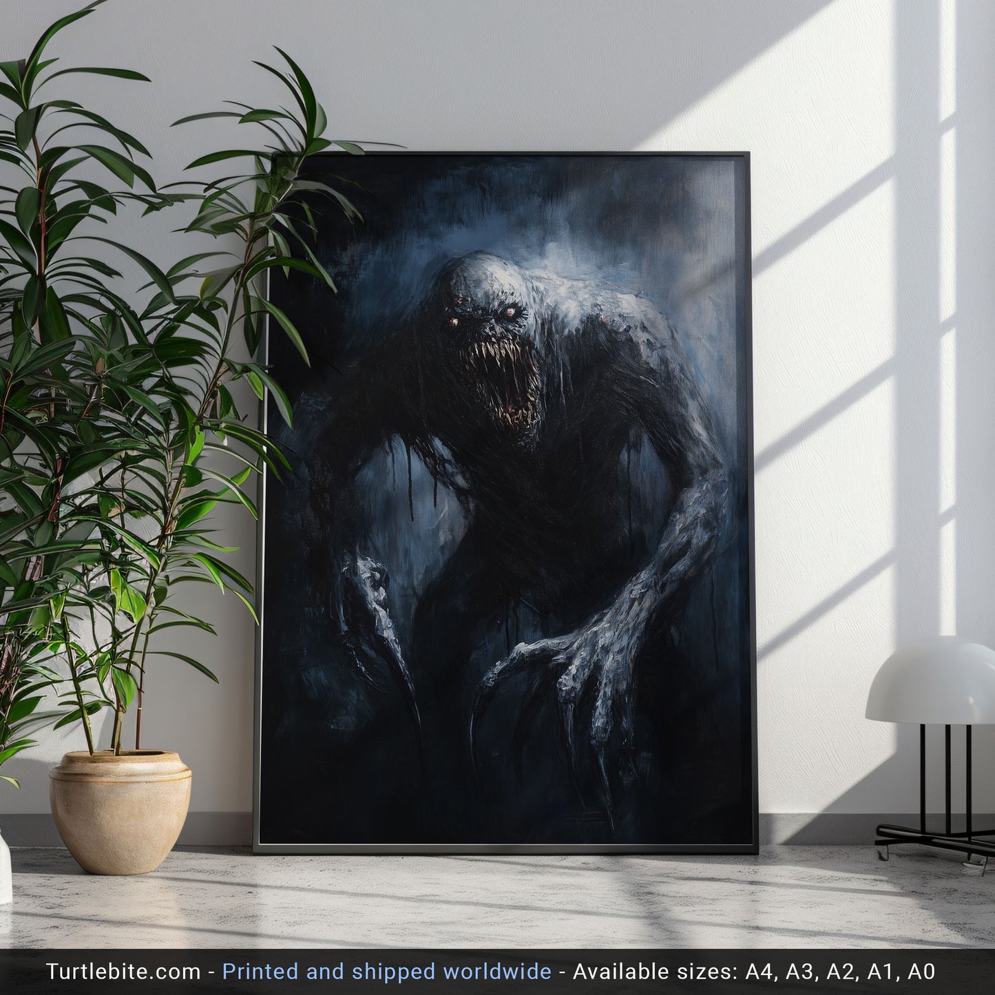 Dark Grey Soul Oil Painting - Spooky Gothic Wall Art - Eerie Creature Print