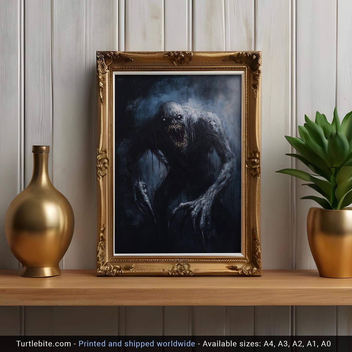 Dark Grey Soul Oil Painting - Spooky Gothic Wall Art - Eerie Creature Print