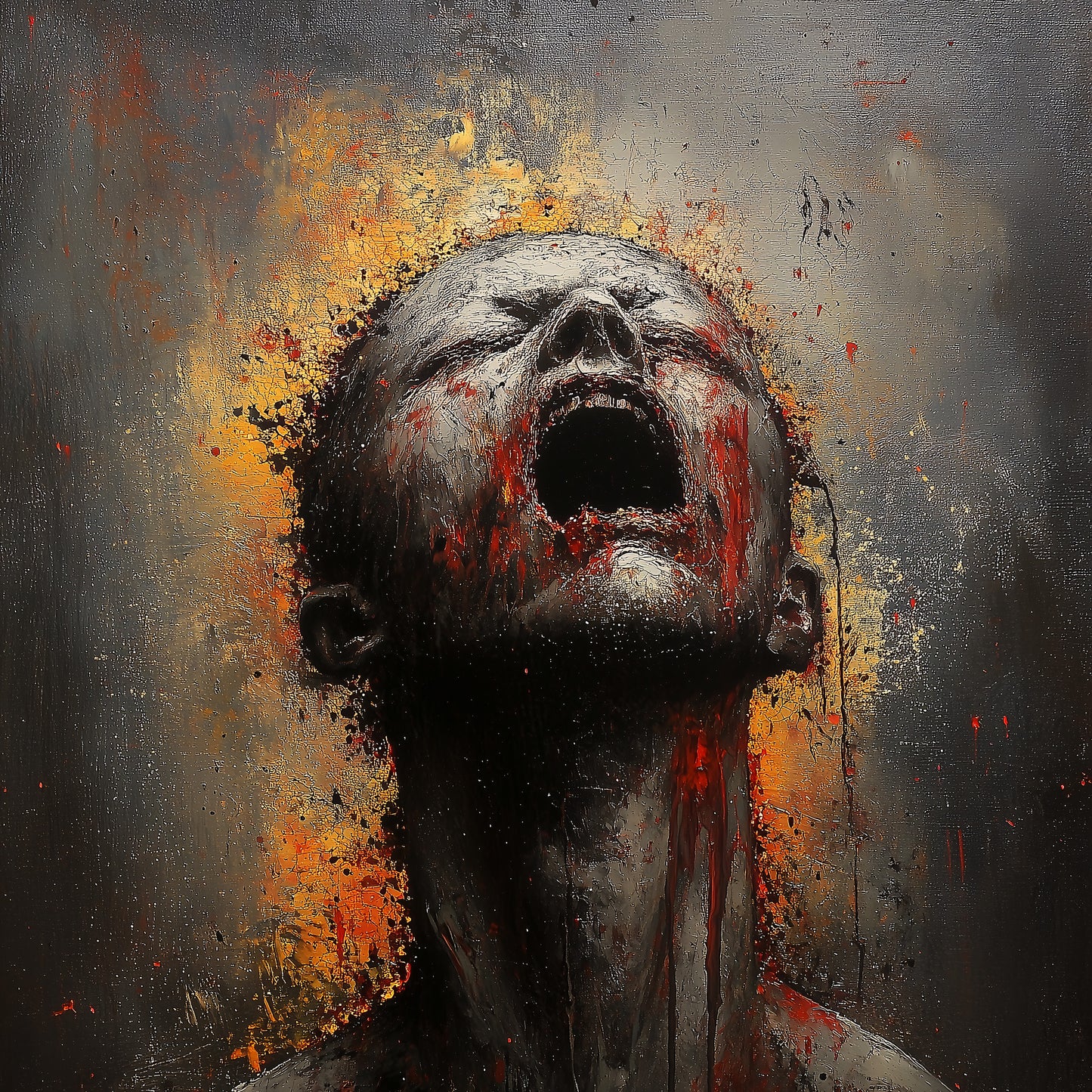 Dark Gritty Horror Art Print | Silent Scream Oil Painting | Creepy Poster