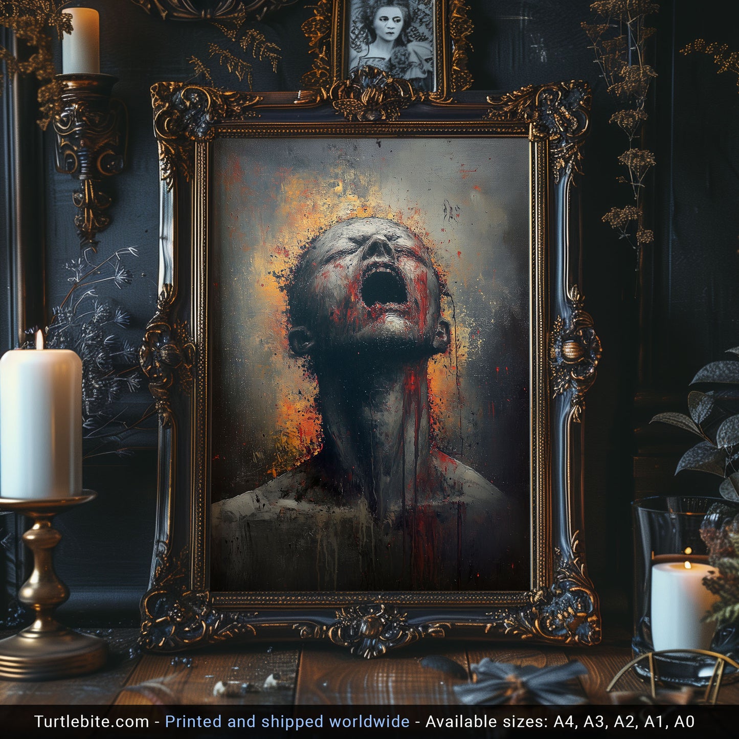 Dark Gritty Horror Art Print | Silent Scream Oil Painting | Creepy Poster