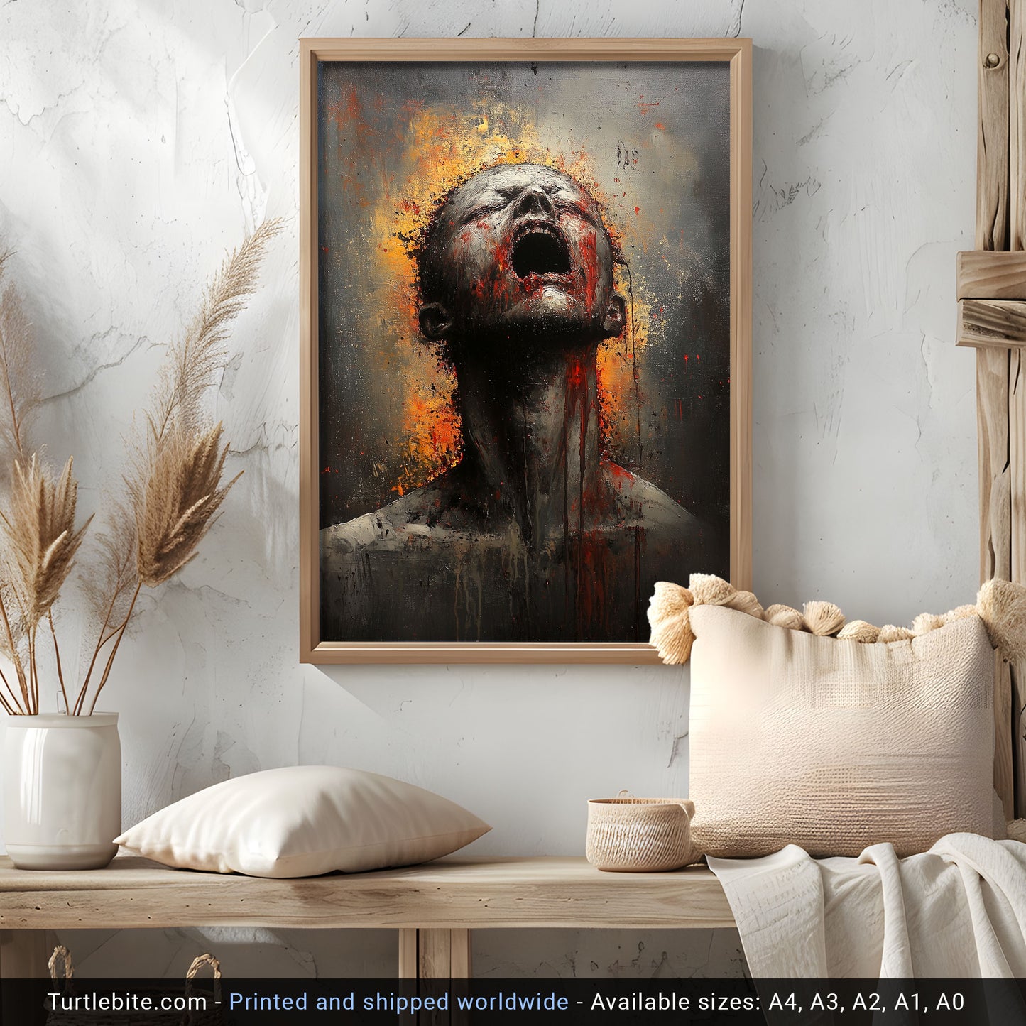 Dark Gritty Horror Art Print | Silent Scream Oil Painting | Creepy Poster