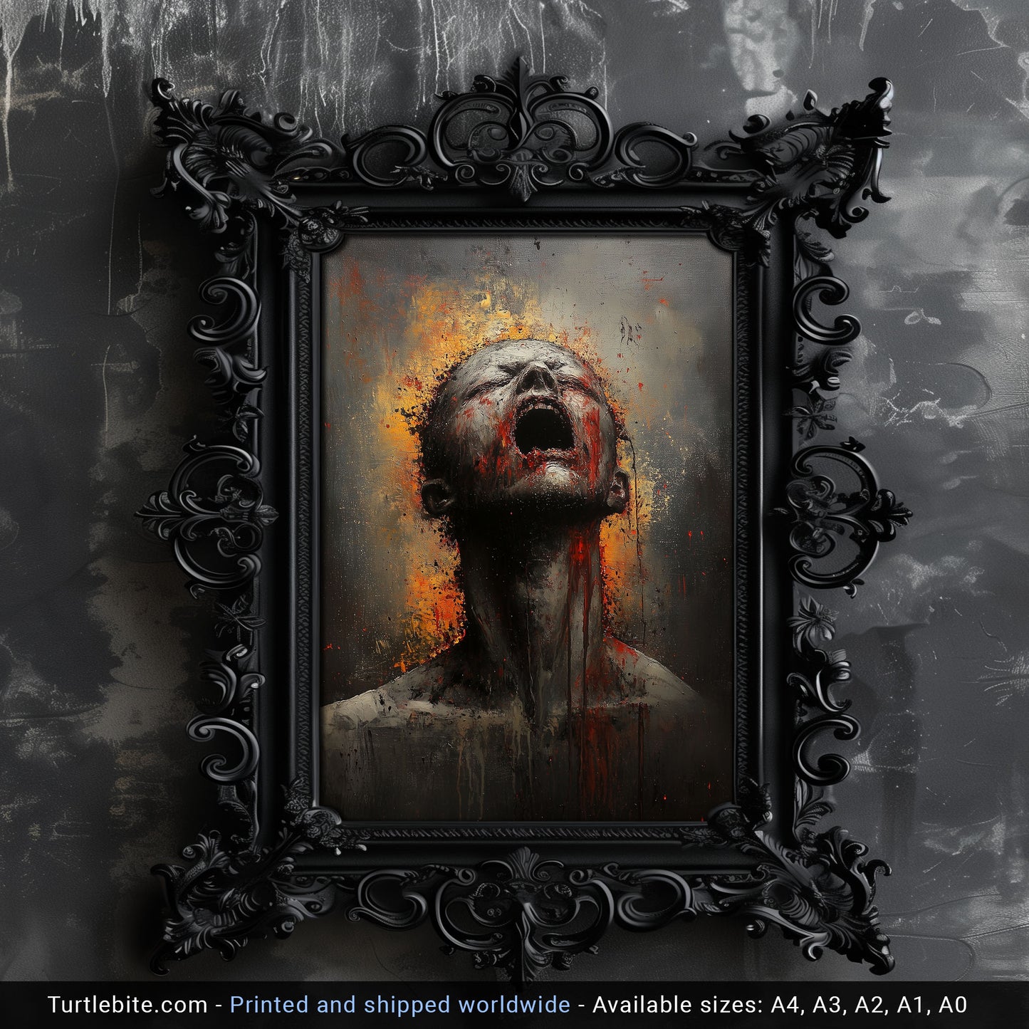 Dark Gritty Horror Art Print | Silent Scream Oil Painting | Creepy Poster