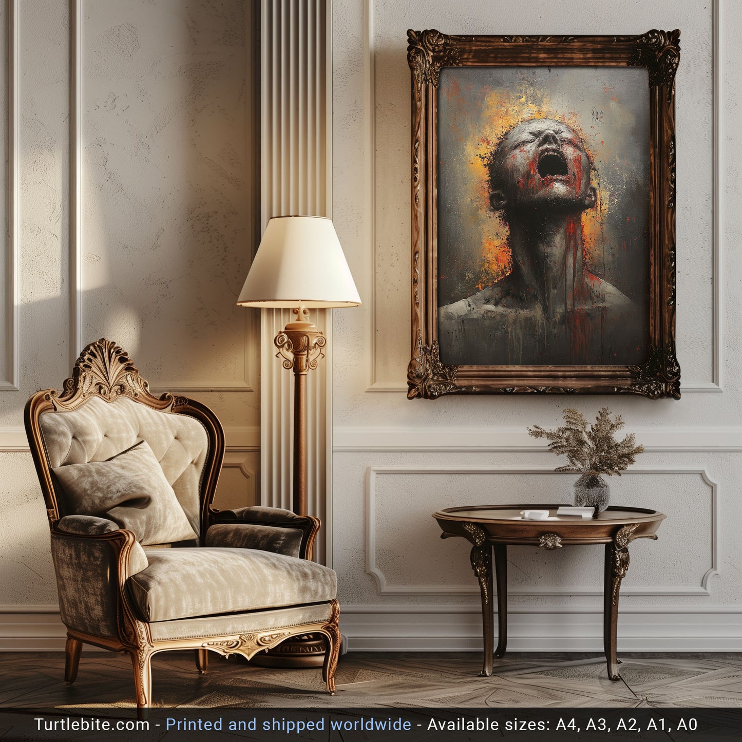 Dark Gritty Horror Art Print | Silent Scream Oil Painting | Creepy Poster