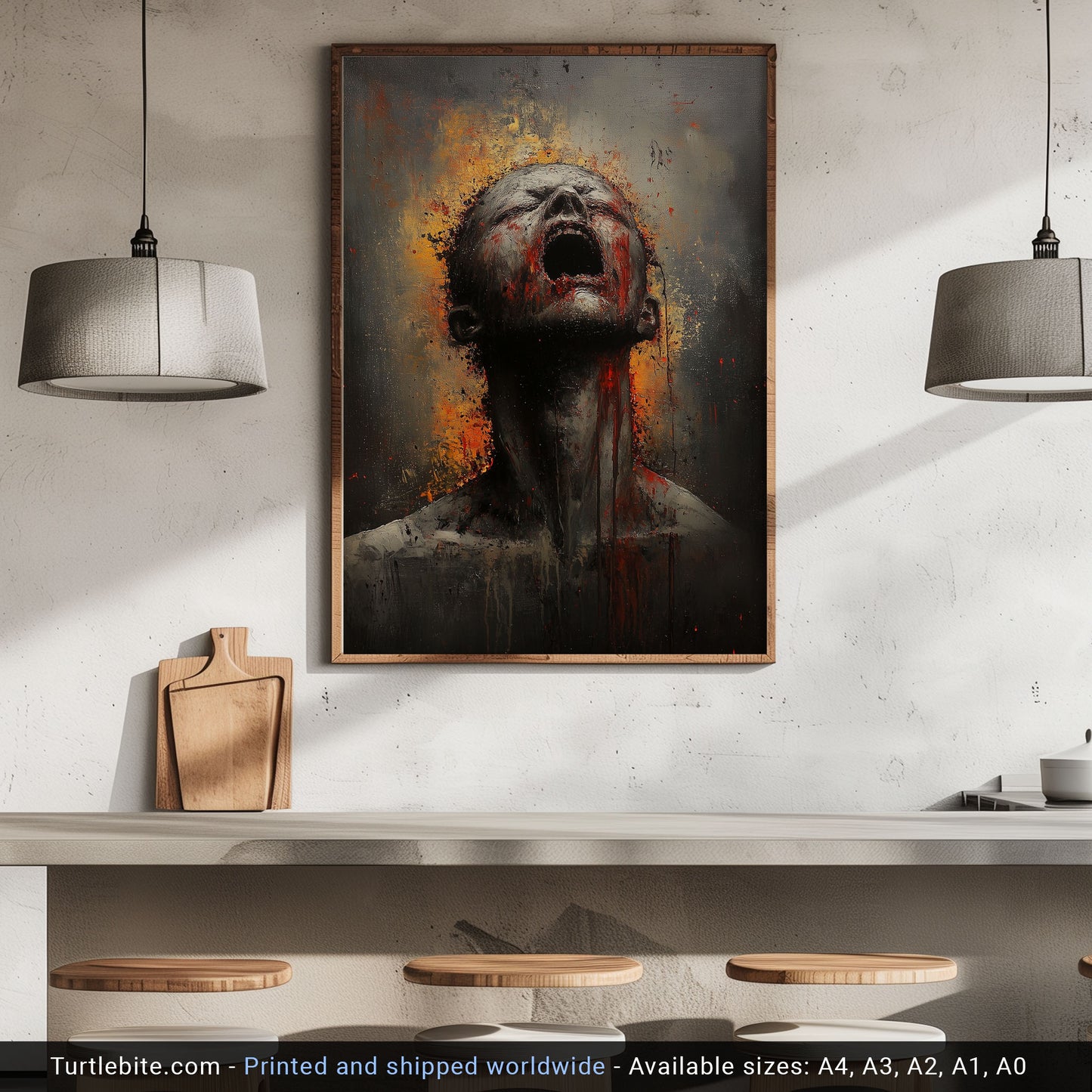 Dark Gritty Horror Art Print | Silent Scream Oil Painting | Creepy Poster