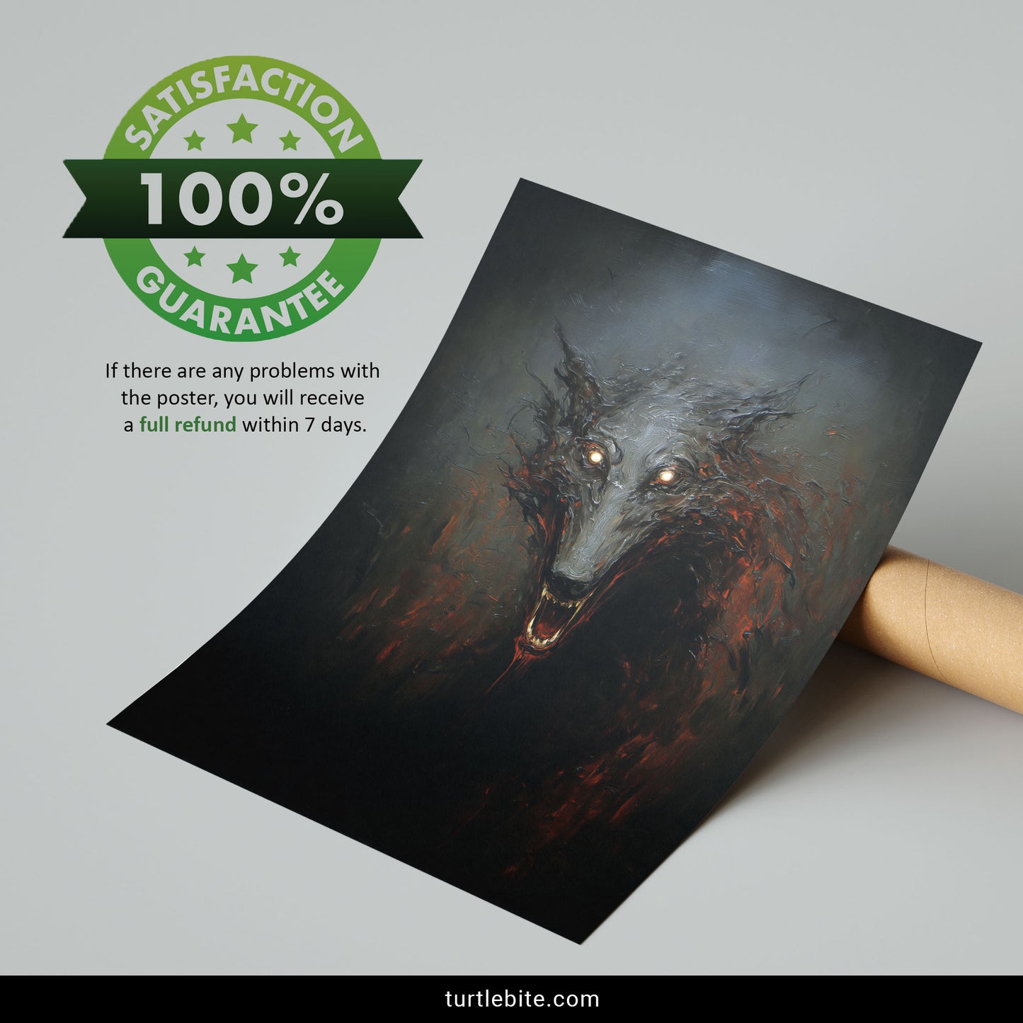 Demonic Wolf Art, Dark Fantasy Horror Poster Print