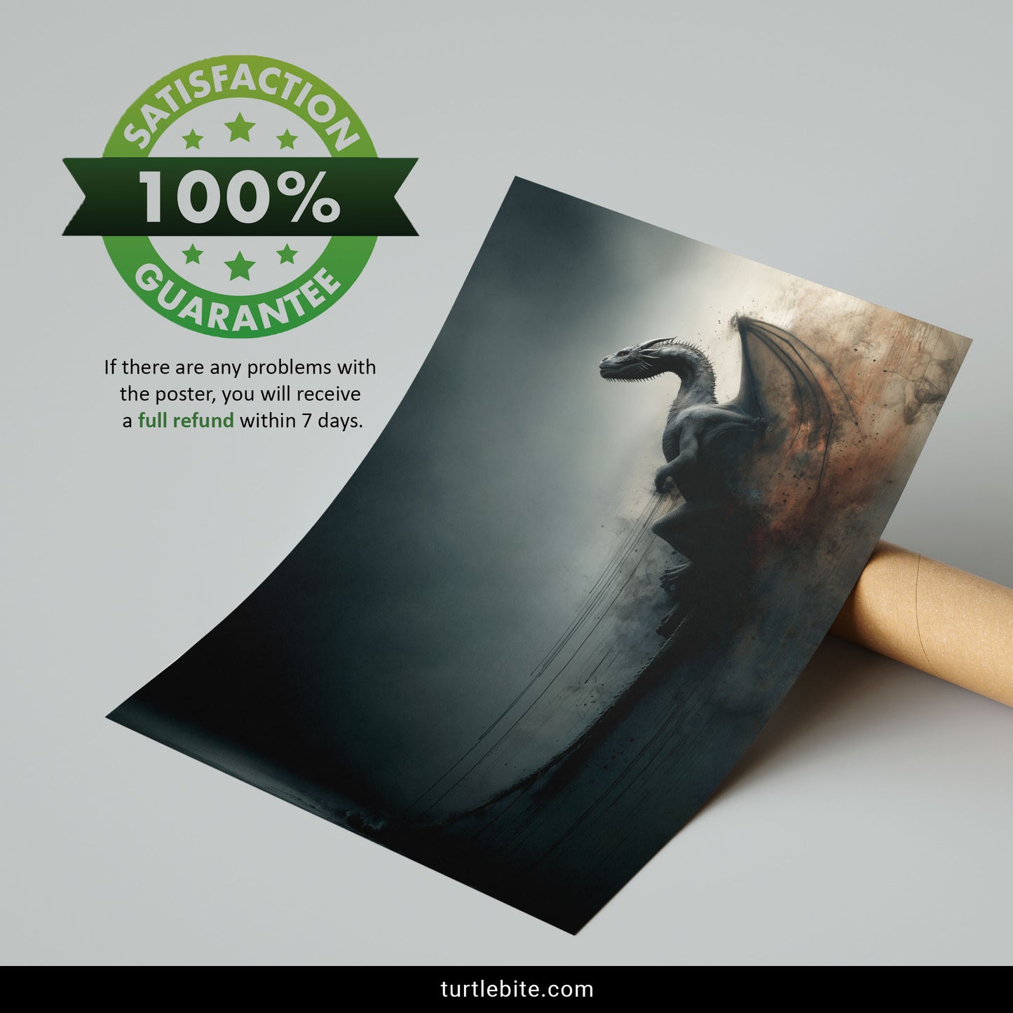 Dragon Art Print, Dark Fantasy Gothic Wall Decor