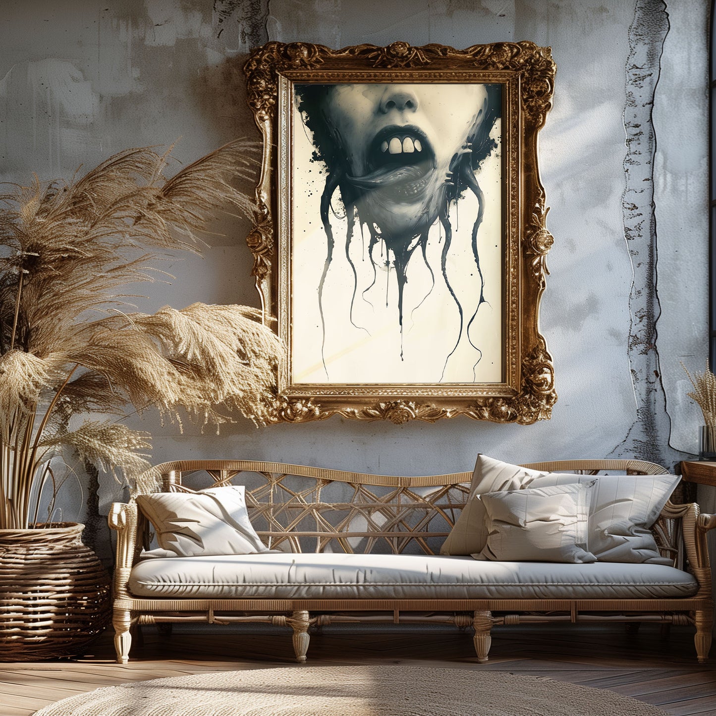 Eerie Licking Tongue Poster - Creepy Gothic Weirdcore Wall Art