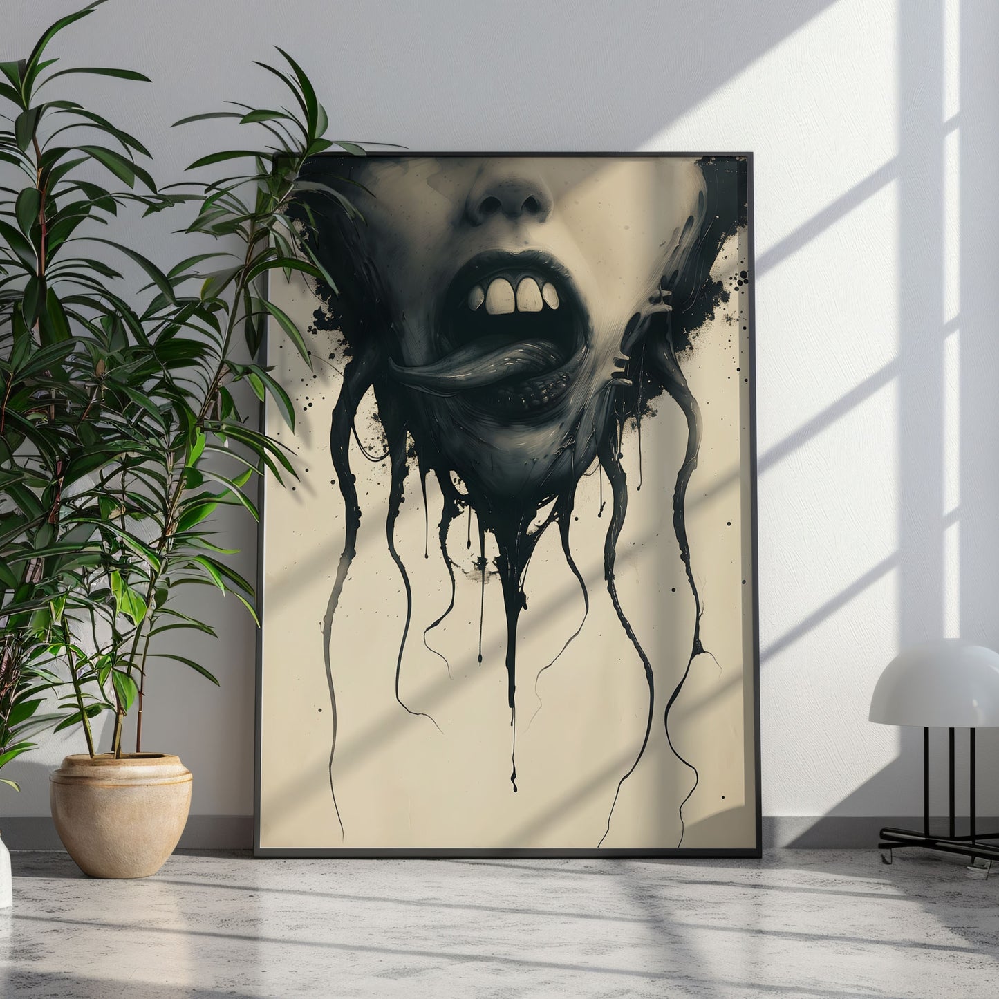 Eerie Licking Tongue Poster - Creepy Gothic Weirdcore Wall Art