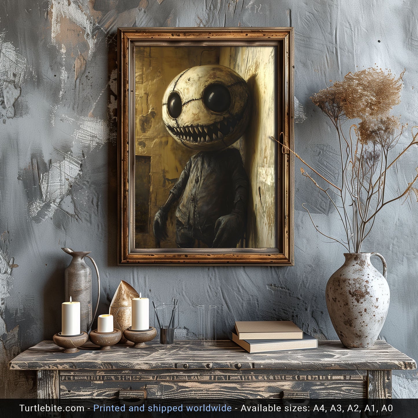 Eerie Pacman Painting Poster | Mysterious Spooky Painting