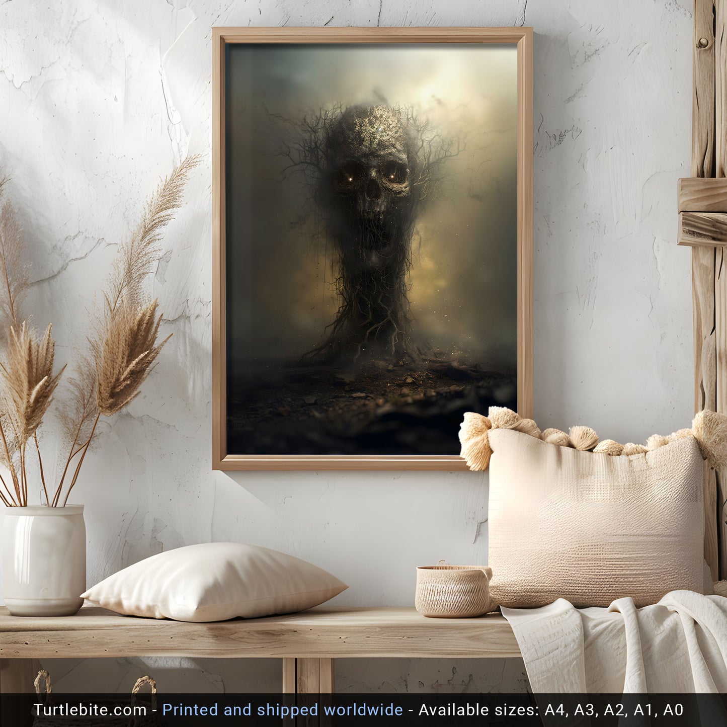 Extra Large Gothic Wall Art Prints - Eerie Tree of Death Wall Art with Creepy Skull Print - Dark Aesthetic Poster Decor