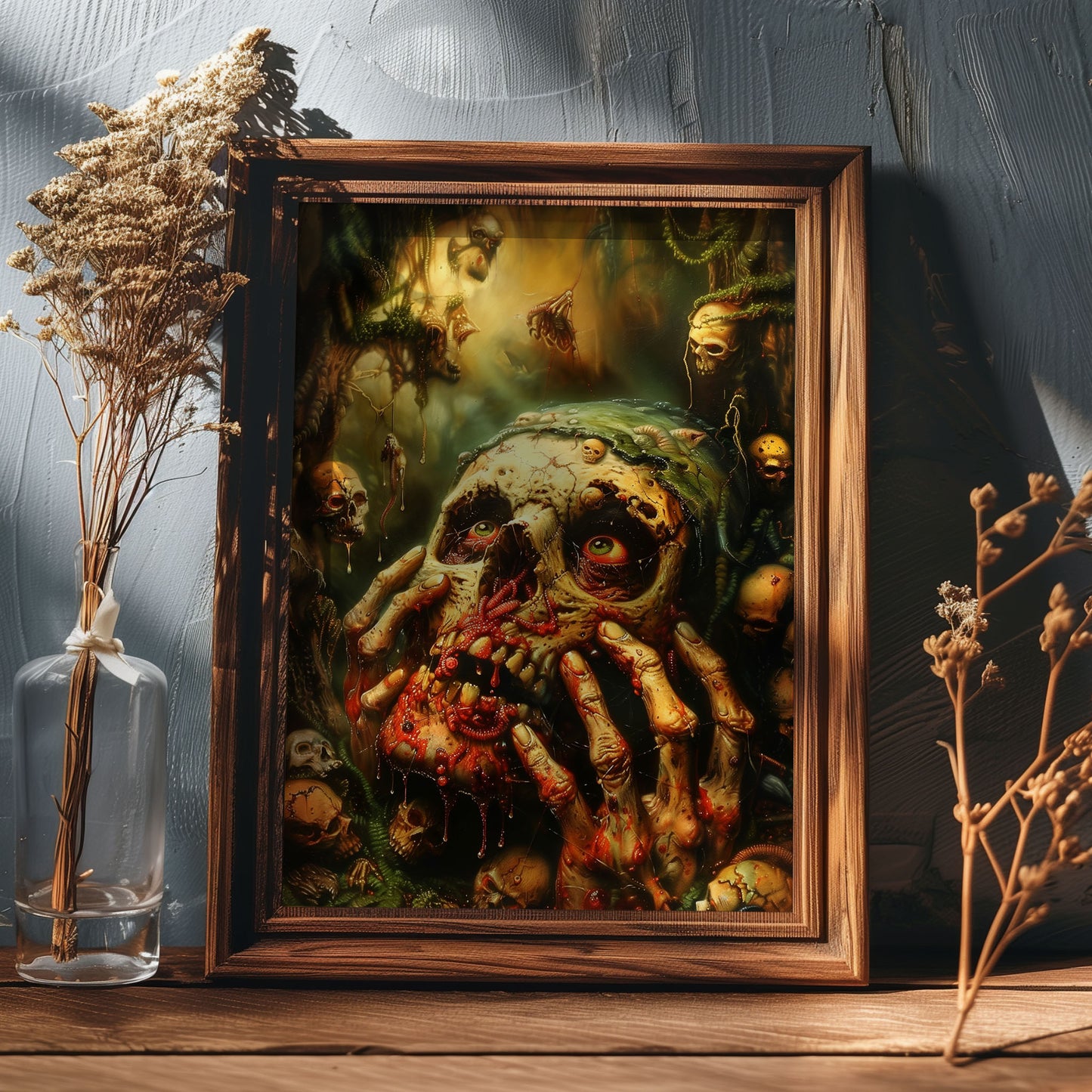 Eerie Weirdcore Grave Zombie Poster - Haunting Macabre Decor for Gothic Home