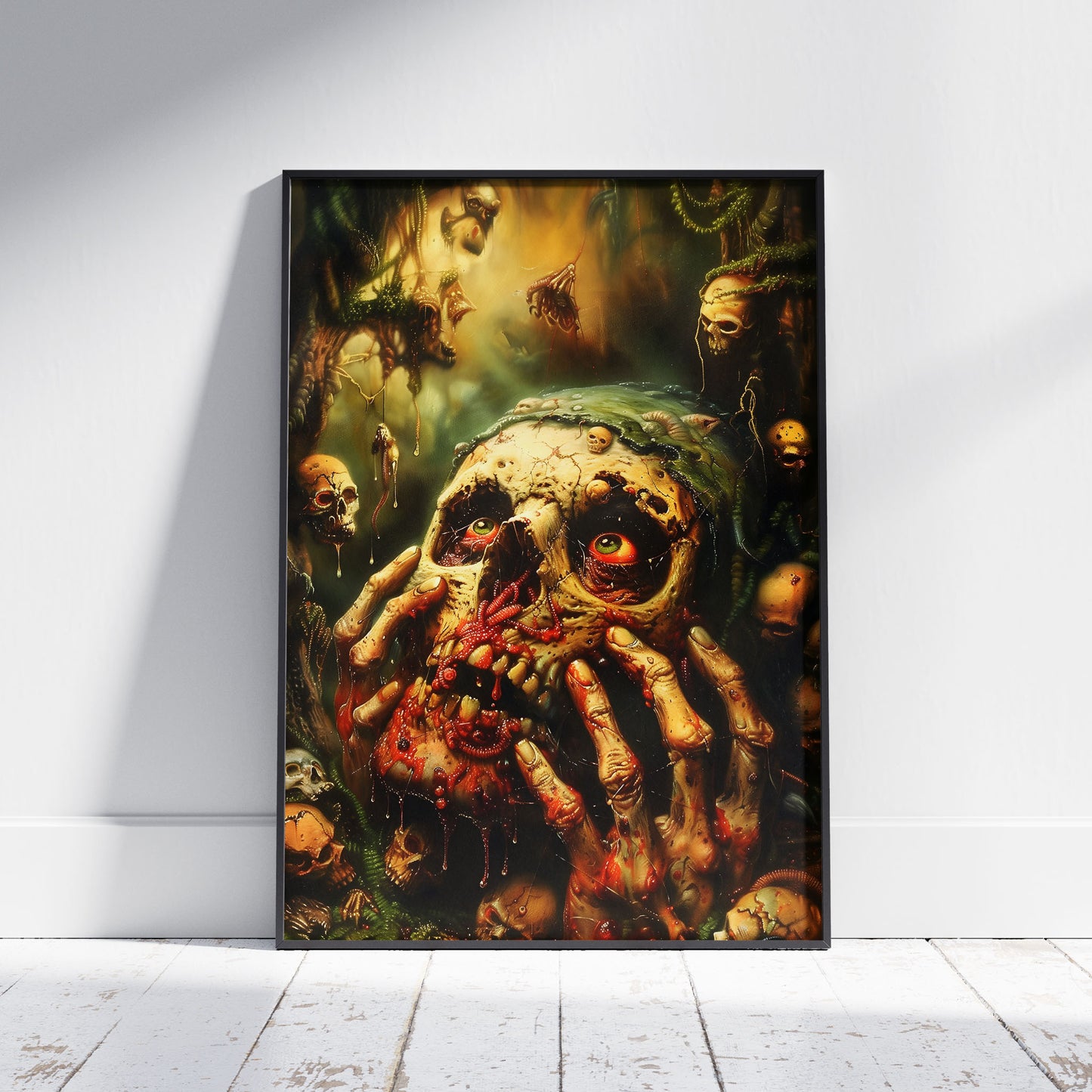 Eerie Weirdcore Grave Zombie Poster - Haunting Macabre Decor for Gothic Home