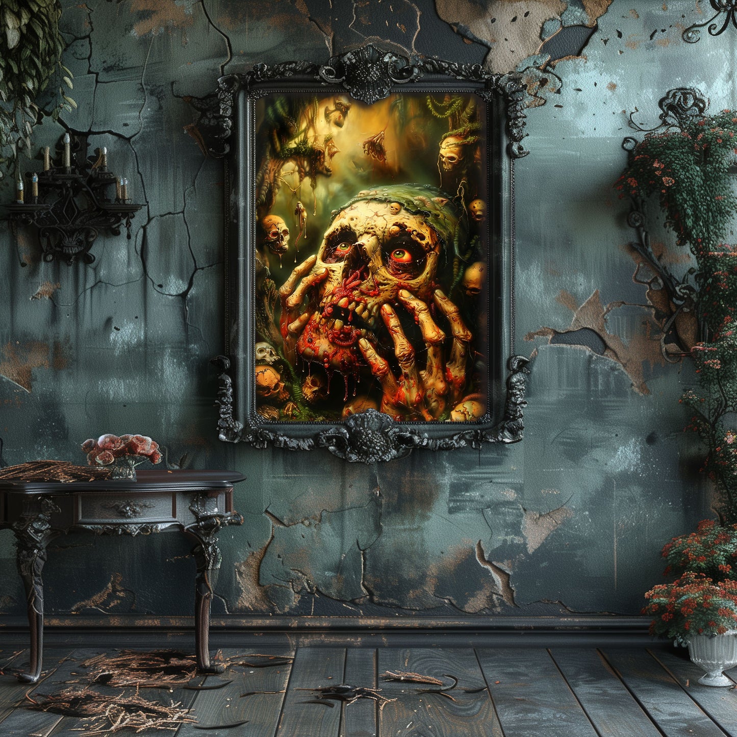 Eerie Weirdcore Grave Zombie Poster - Haunting Macabre Decor for Gothic Home