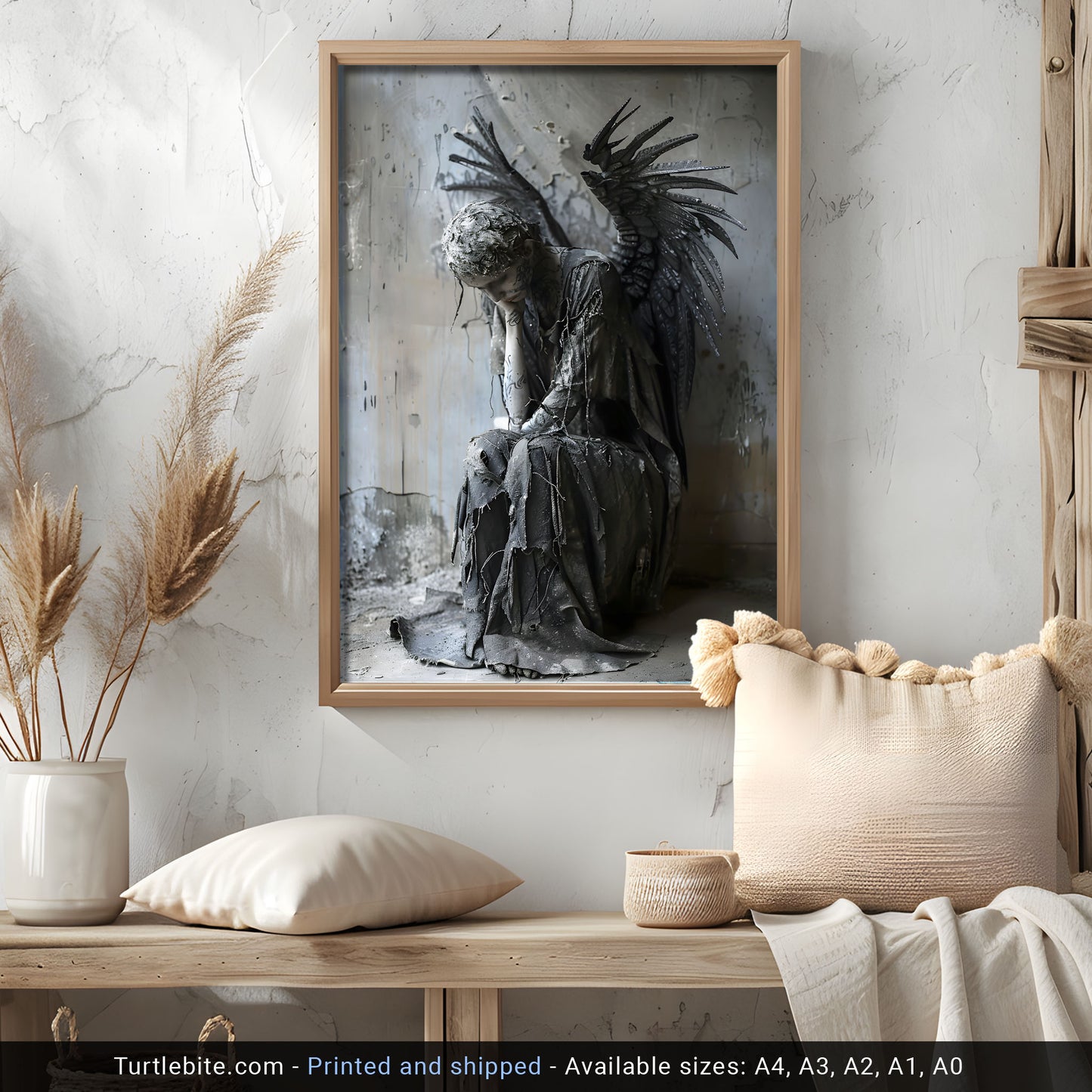 Broken Angel Lost in Thoughts Poster - Ethereal Dark Art Print