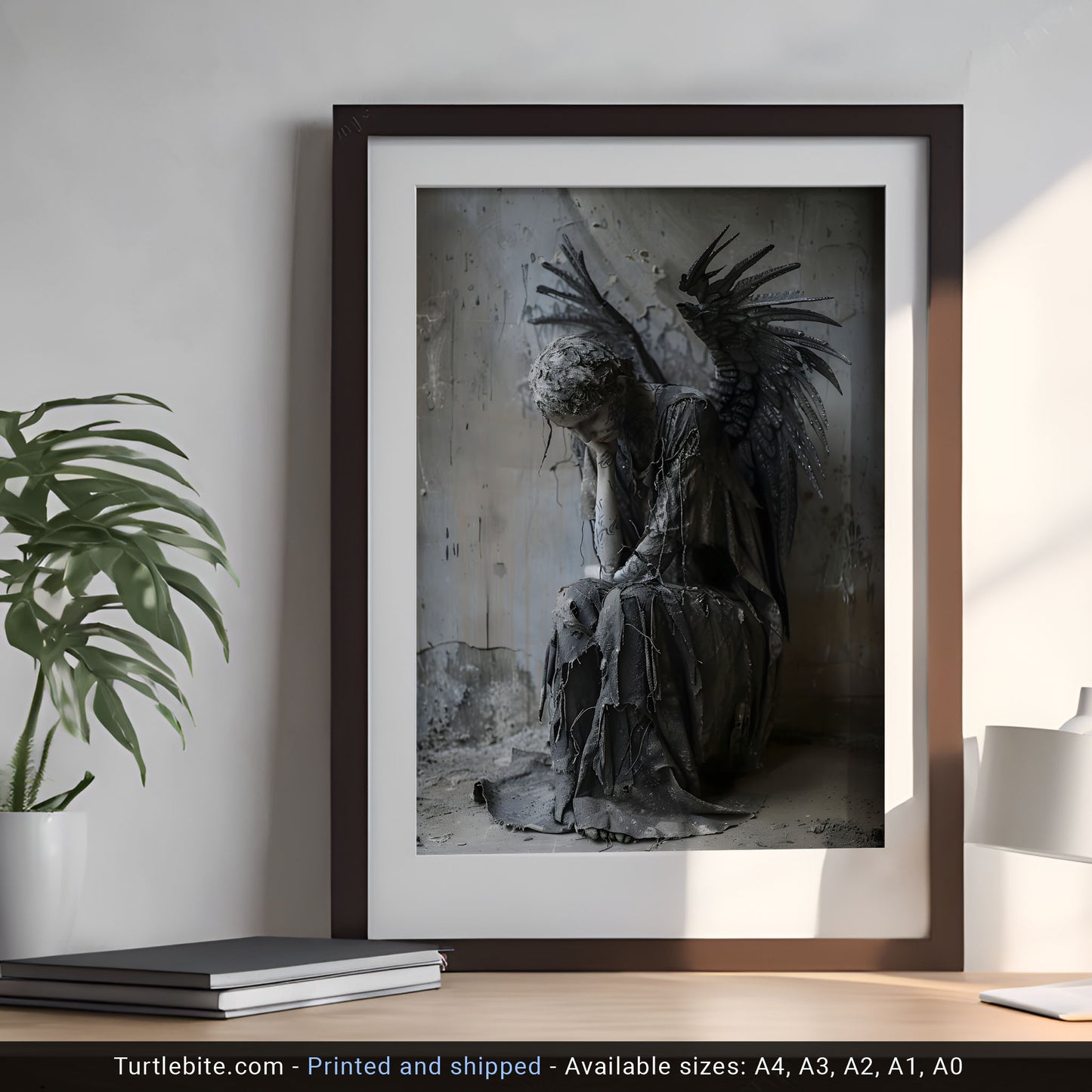 Broken Angel Lost in Thoughts Poster - Ethereal Dark Art Print