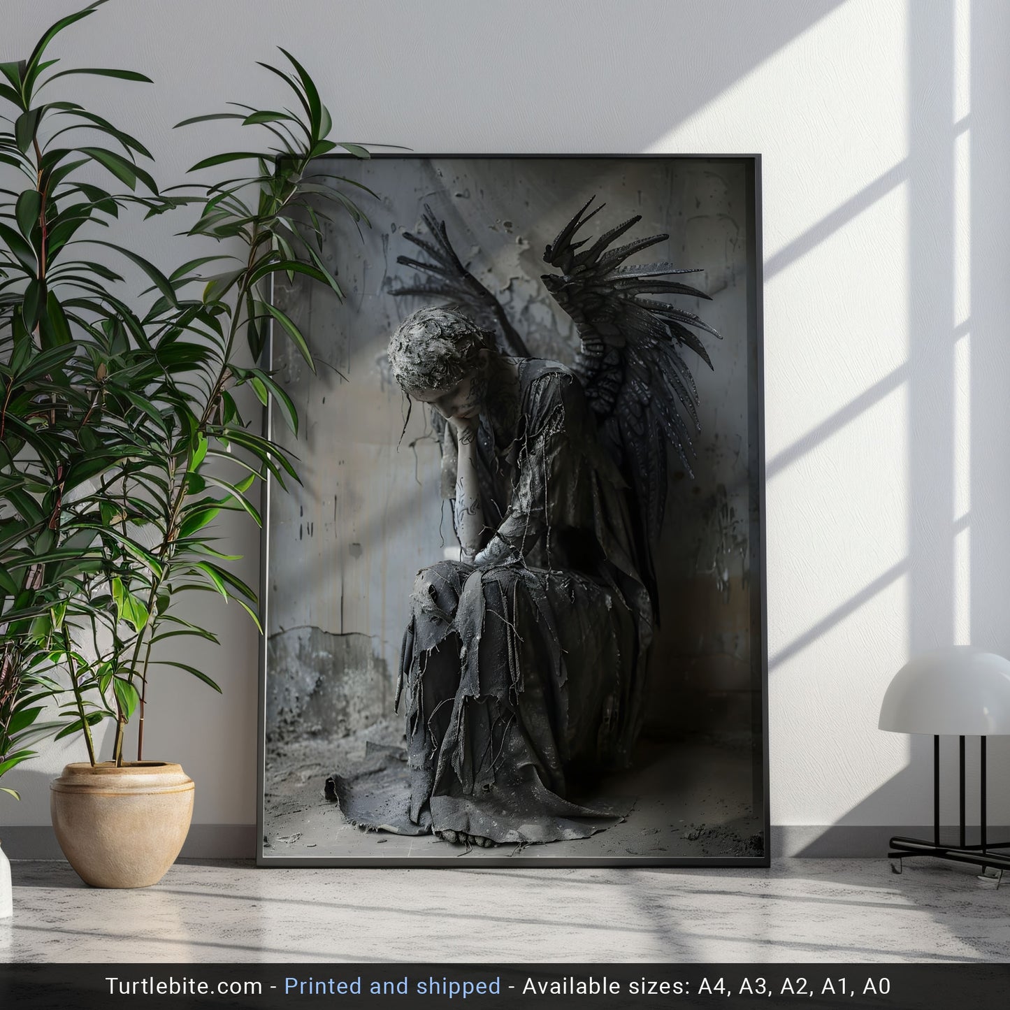 Broken Angel Lost in Thoughts Poster - Ethereal Dark Art Print