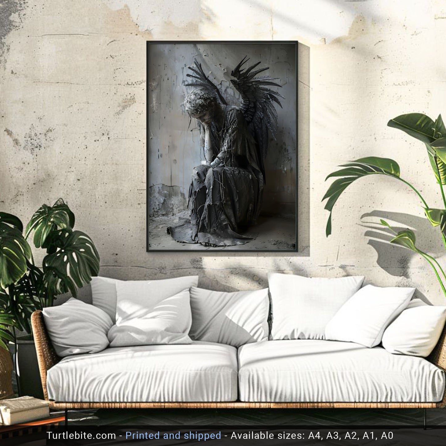 Broken Angel Lost in Thoughts Poster - Ethereal Dark Art Print