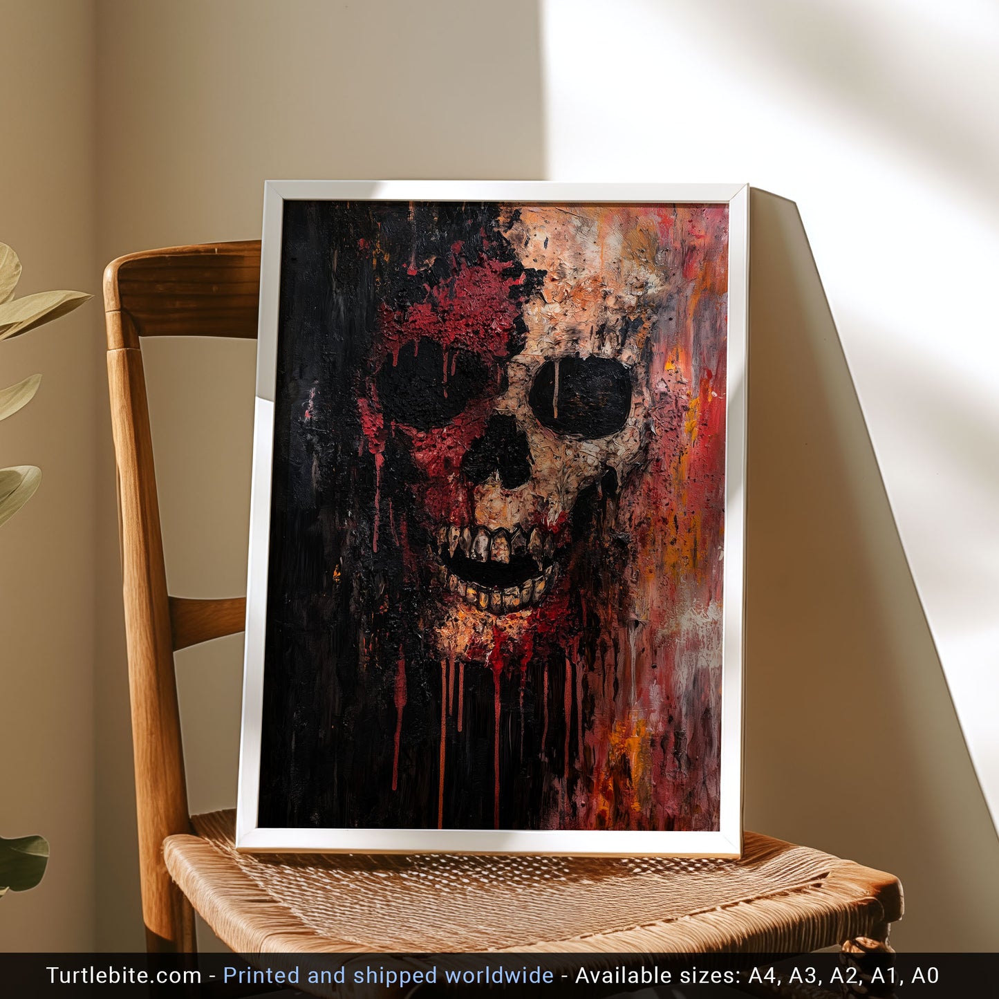 Gritty Skull Oil Painting Poster | Gothic Wall Art Print | Moody Halloween Print | Memento Mori Painting