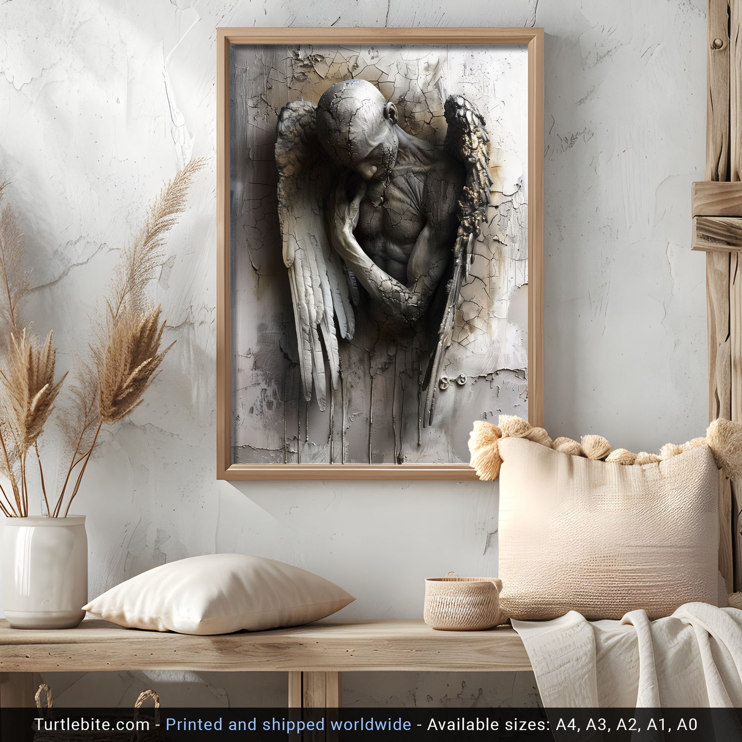 Gothic Broken Angel Wall Art - Surreal Poster for Moody Home Decor