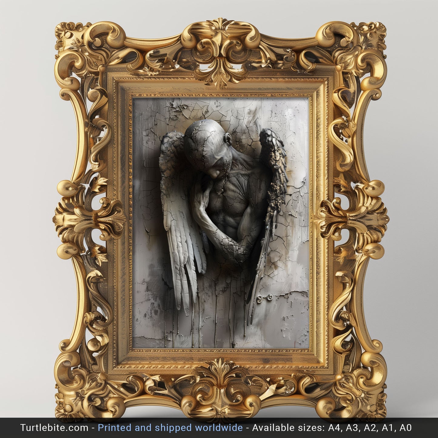 Gothic Broken Angel Wall Art - Surreal Poster for Moody Home Decor