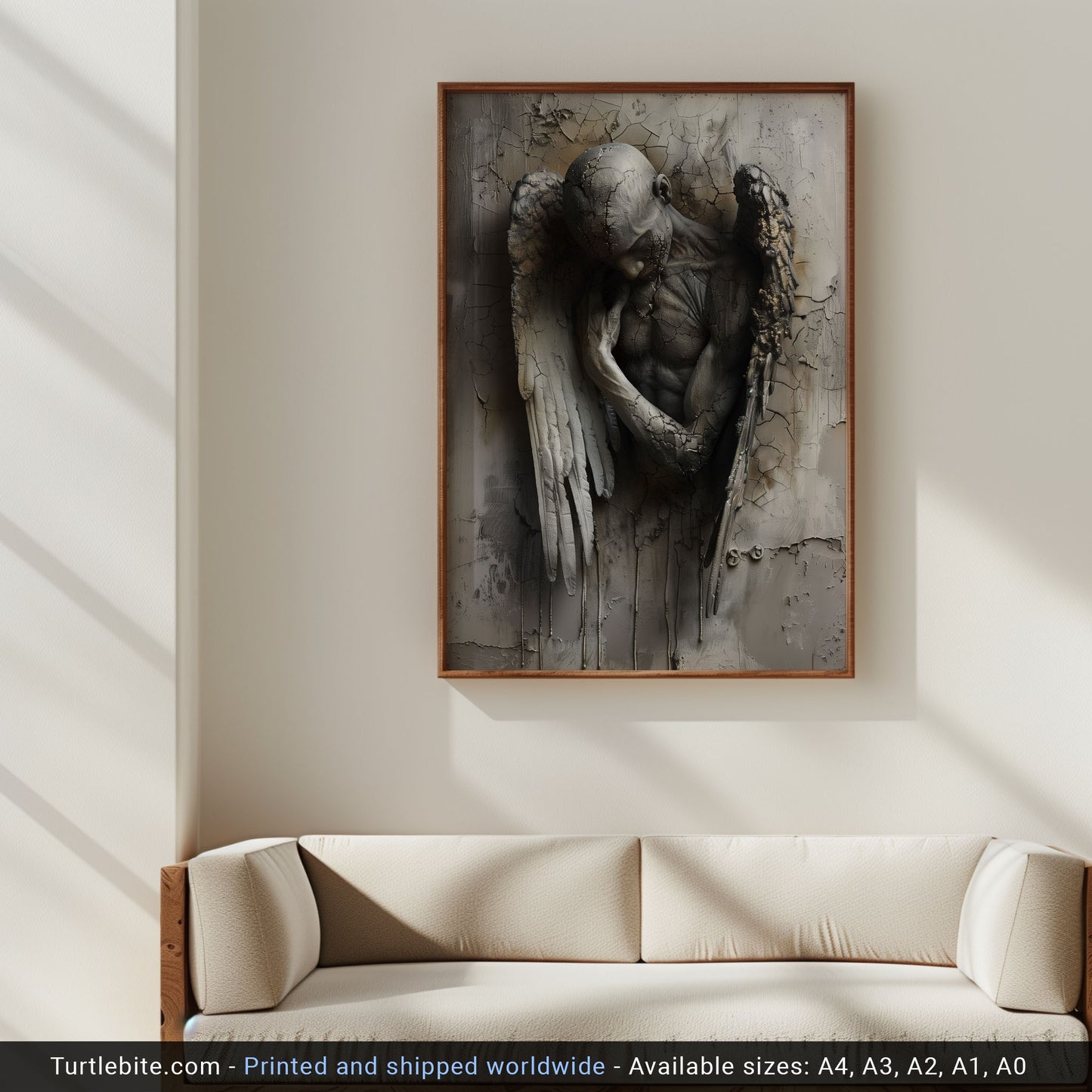 Gothic Broken Angel Wall Art - Surreal Poster for Moody Home Decor