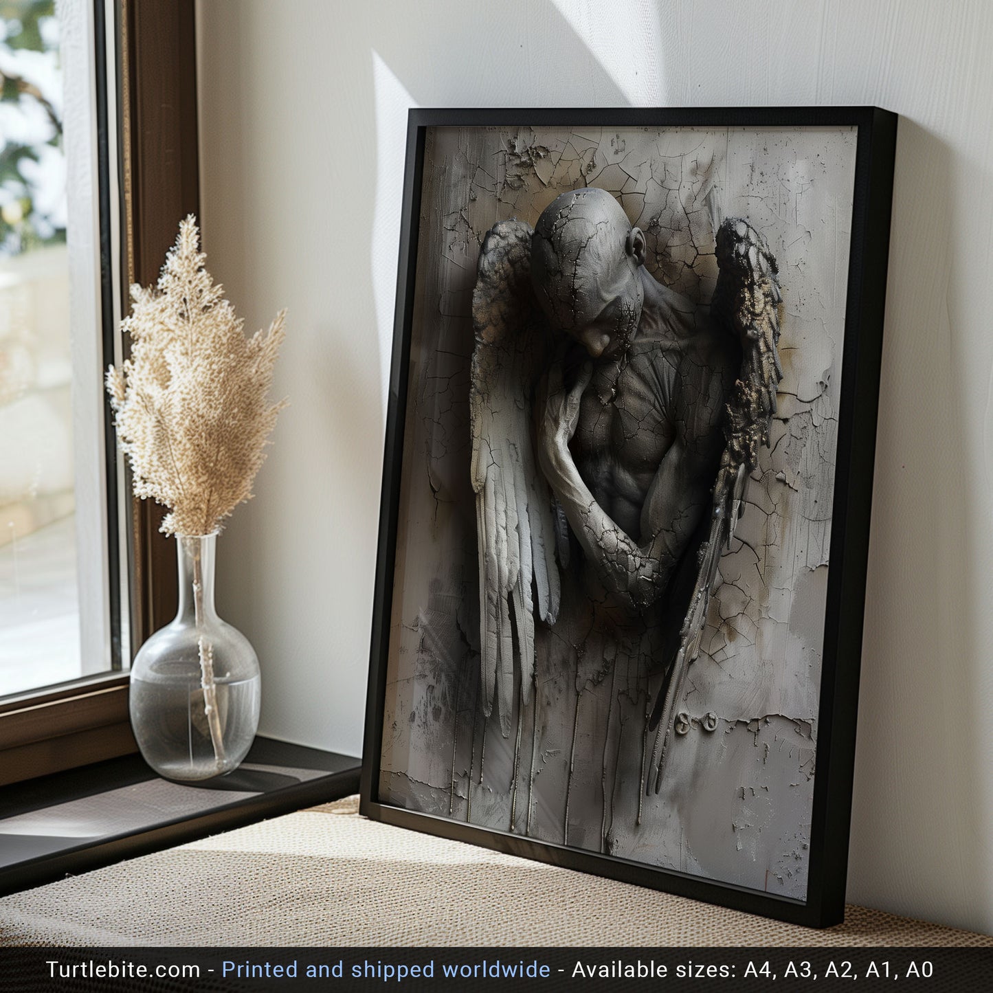 Gothic Broken Angel Wall Art - Surreal Poster for Moody Home Decor