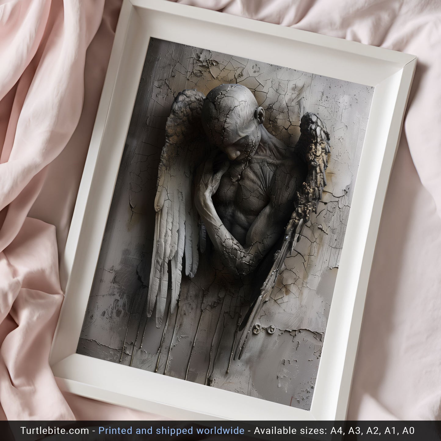 Gothic Broken Angel Wall Art - Surreal Poster for Moody Home Decor