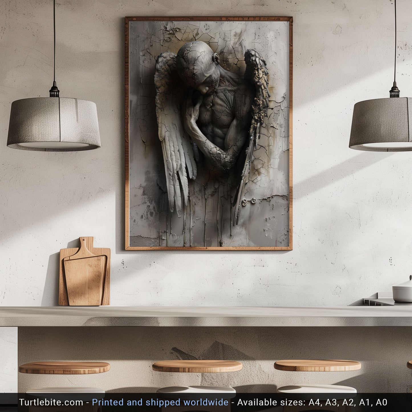 Gothic Broken Angel Wall Art - Surreal Poster for Moody Home Decor