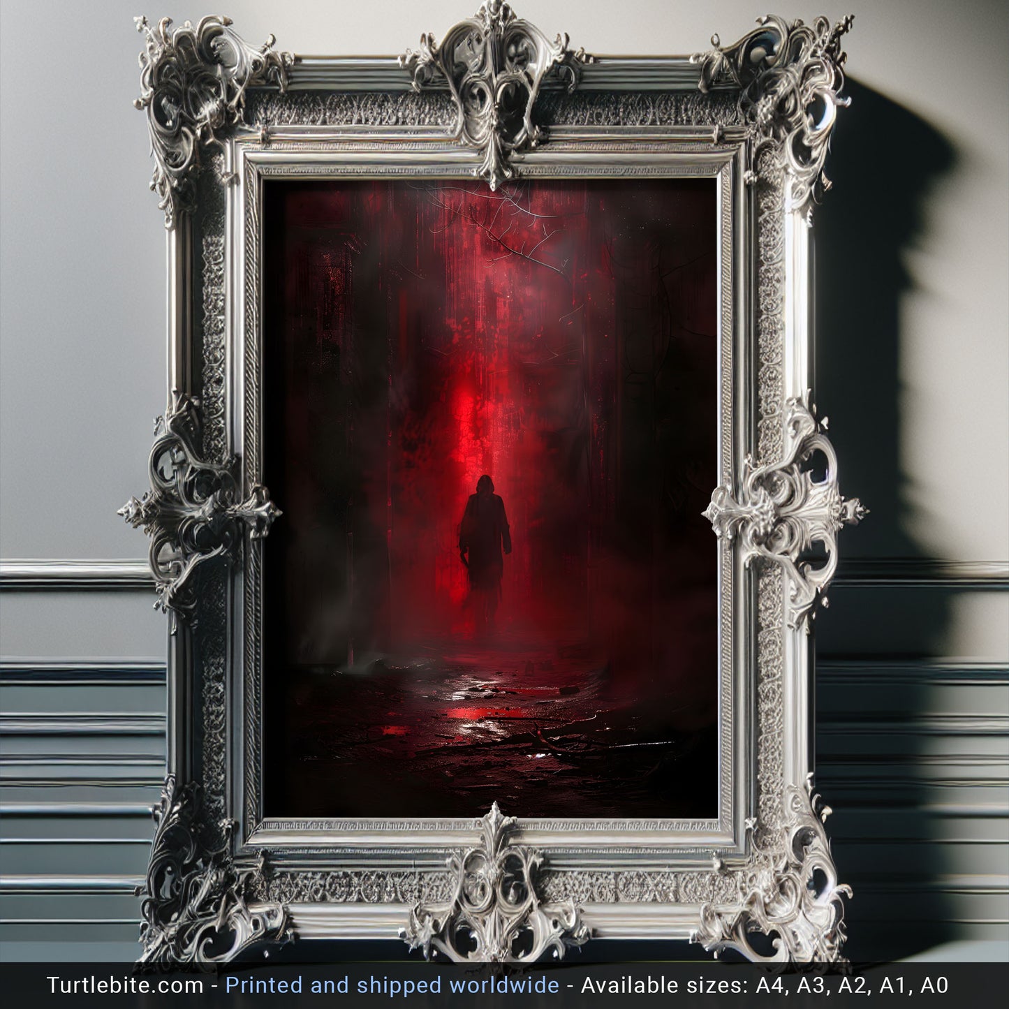 Gothic Epic Poster - Mystical Creepy Wall Art - Dark Red Hue - Cinematic Print