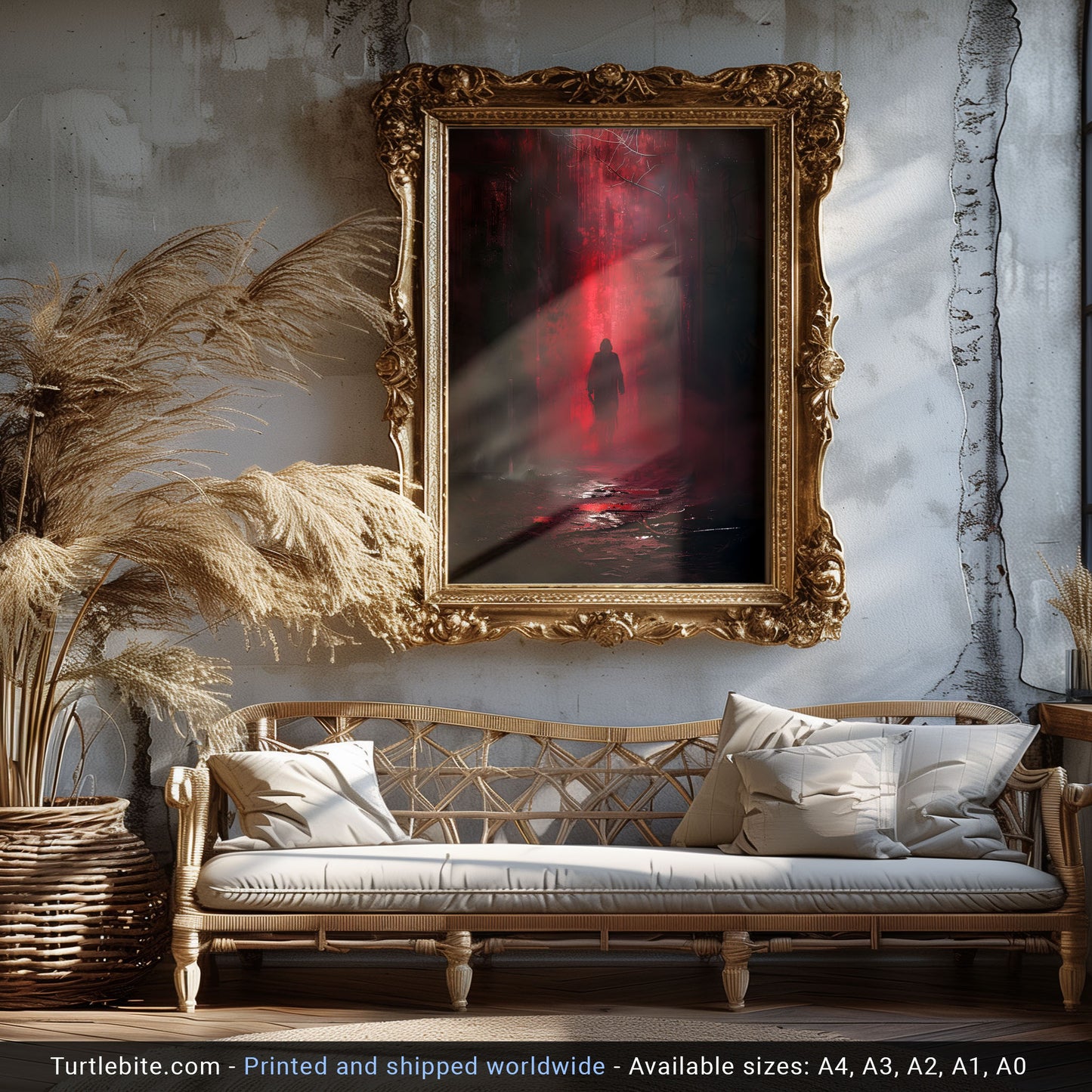 Gothic Epic Poster - Mystical Creepy Wall Art - Dark Red Hue - Cinematic Print