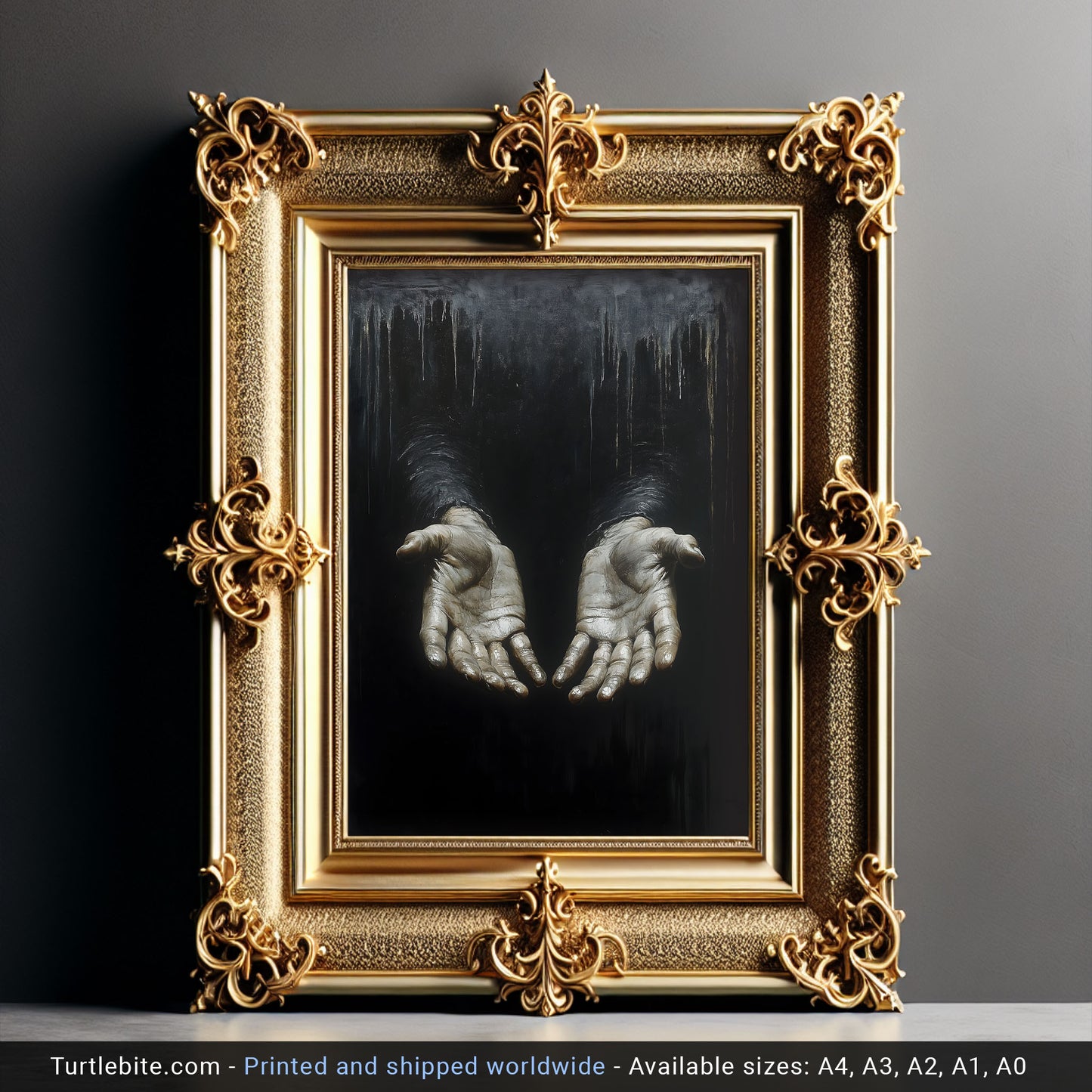 Gothic Reaching Hands Poster - Dark and Moody Wall Decor