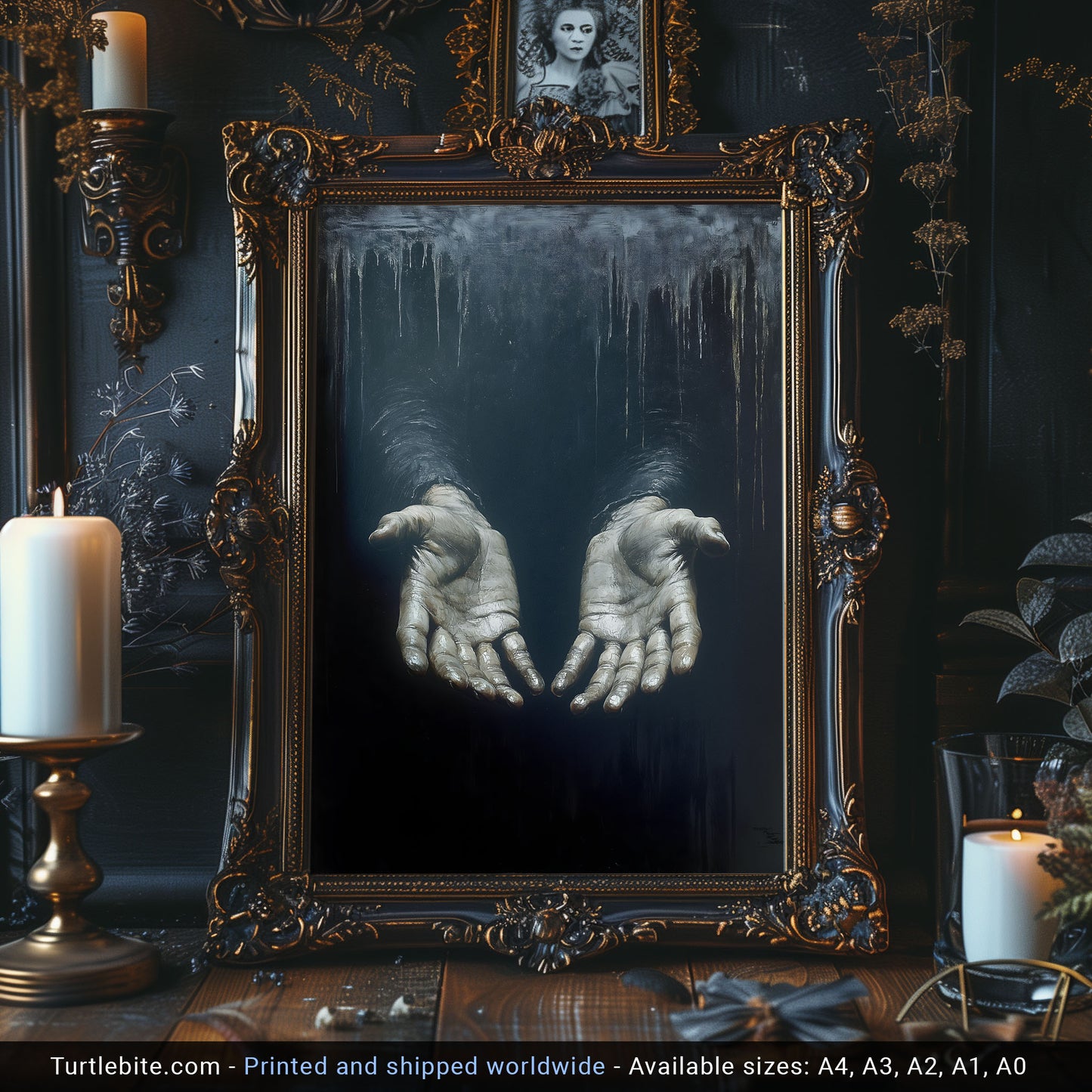 Gothic Reaching Hands Poster - Dark and Moody Wall Decor