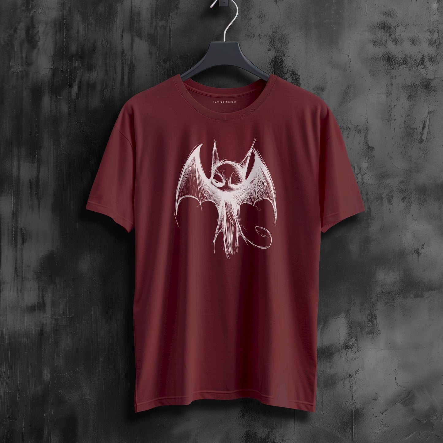 Gothic Shirt with Scribble Bat Design: Edgy Graphic Tee