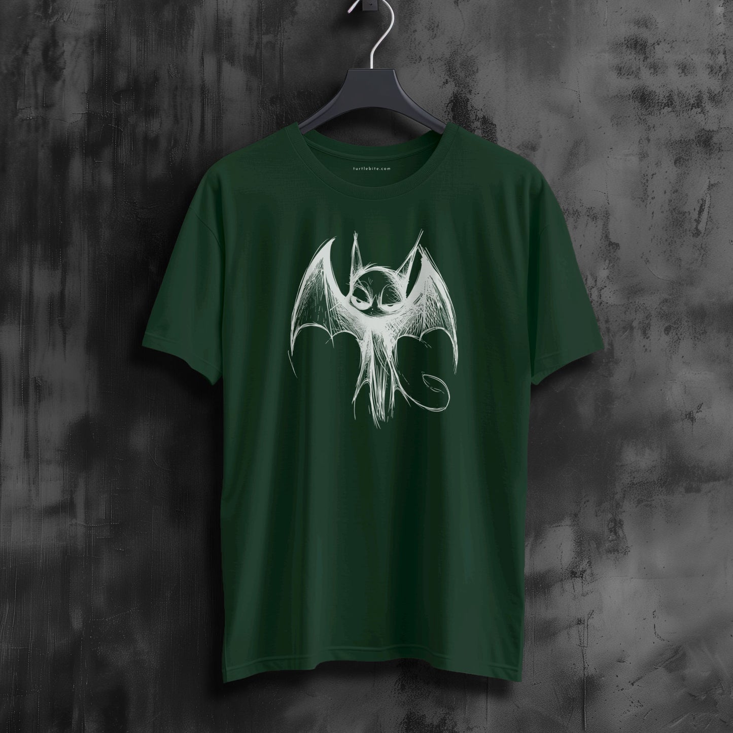 Gothic Shirt with Scribble Bat Design: Edgy Graphic Tee