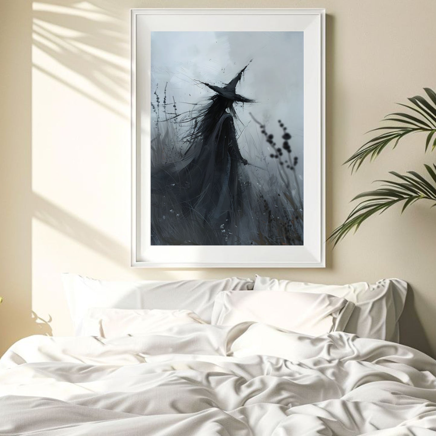 Gothic Witch Art: Dark Painting in High Grass Poster Print
