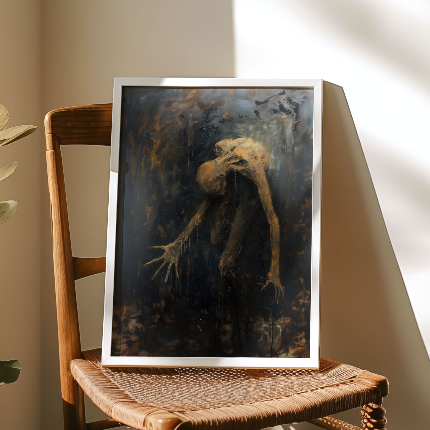 Gritty Scary Oil Painting of Bent Over Creature - Gothic Poster Print