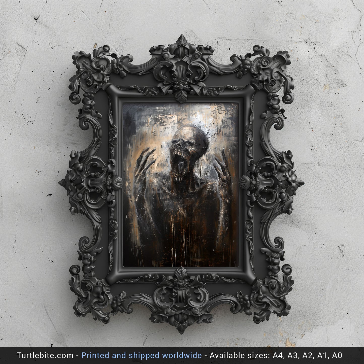 Gritty Scary Oil Painting of Soul leaving Body, Gothic Dark Poster Print, Moody Wall Art